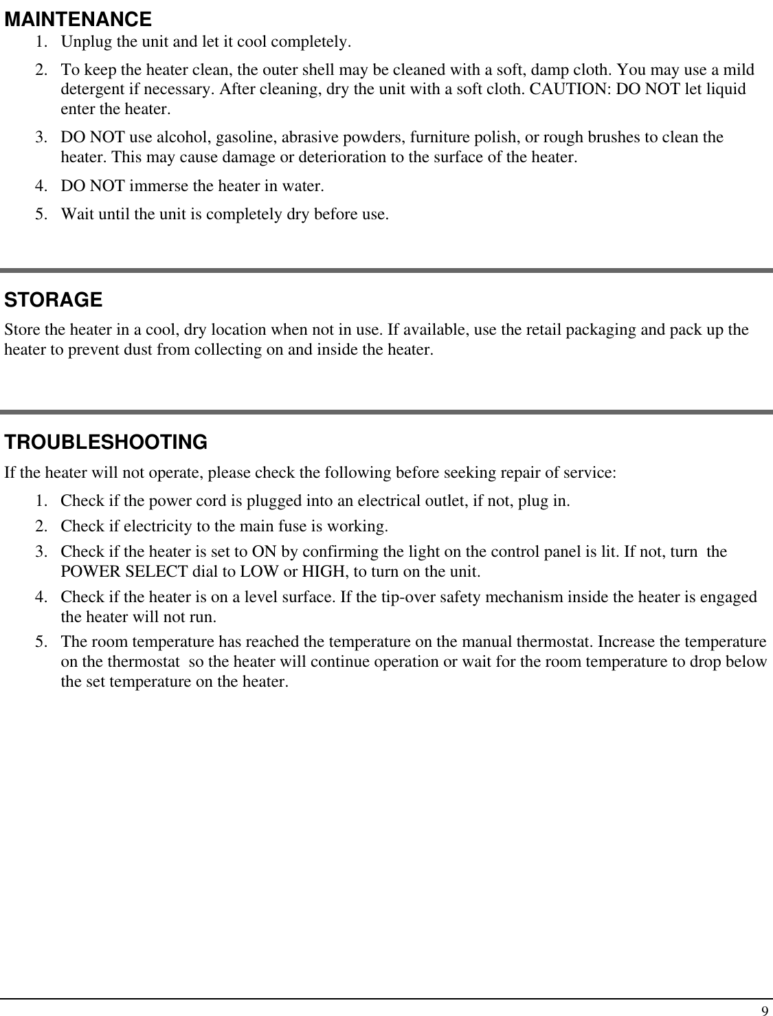 Page 9 of 10 - Soleus-Air Soleus-Air-Ultra-Thin-Micathermic-Heater-Hm1-10-32-Users-Manual- Soleus-air-ultra-thin-micathermic-heater-hm1-10-32-users-manual