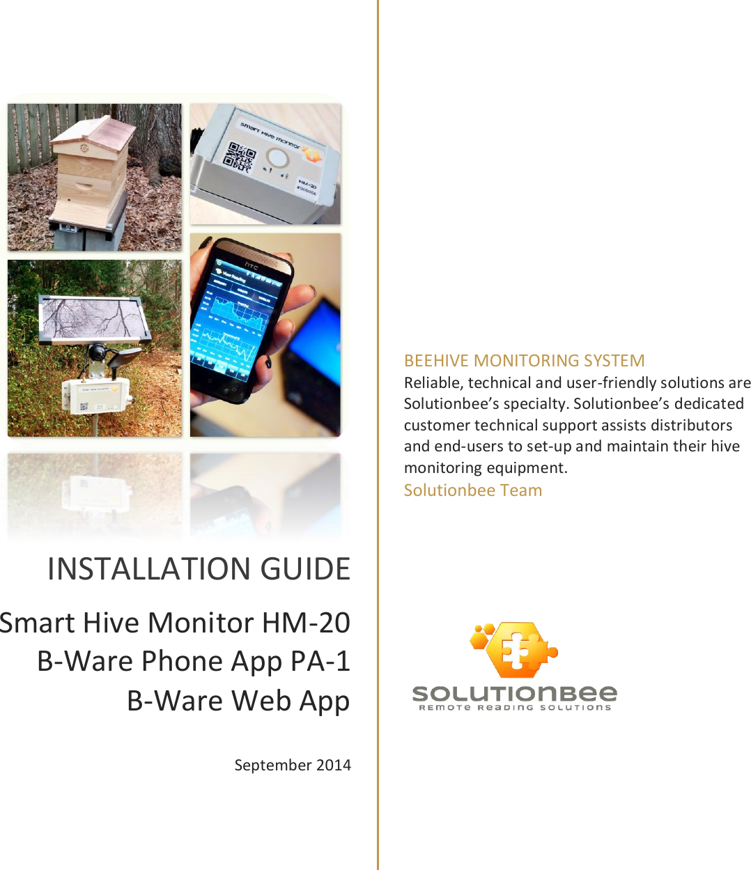 Solutionbee HM Beehive Monitoring System User Manual Installation Guide