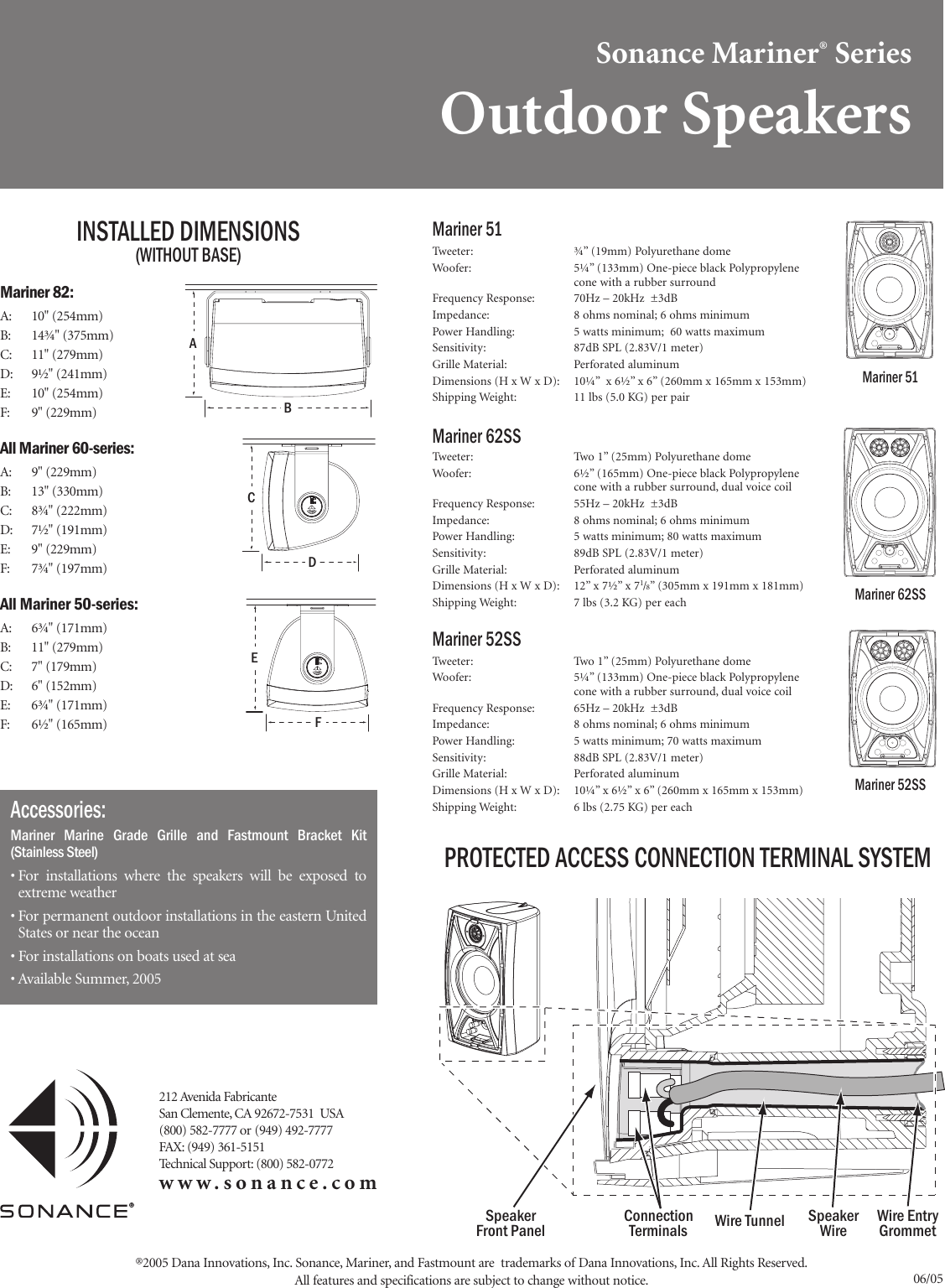 Sonance Mariner 63 Users Manual Marinerdatasheet Qxp