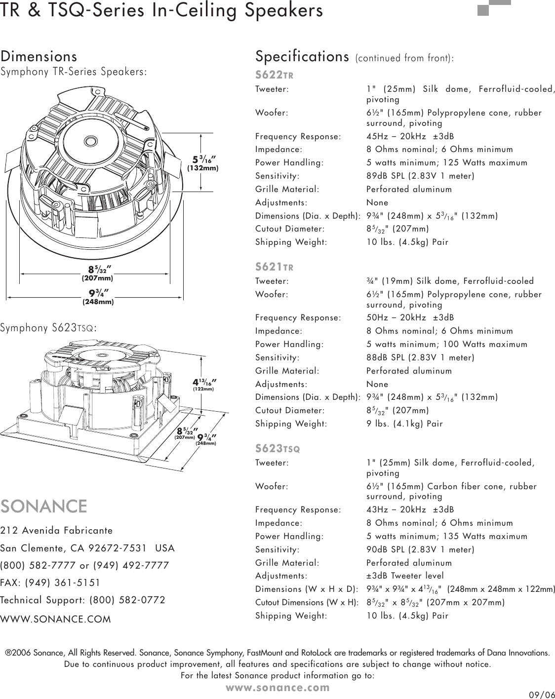 sonance symphony s621tr