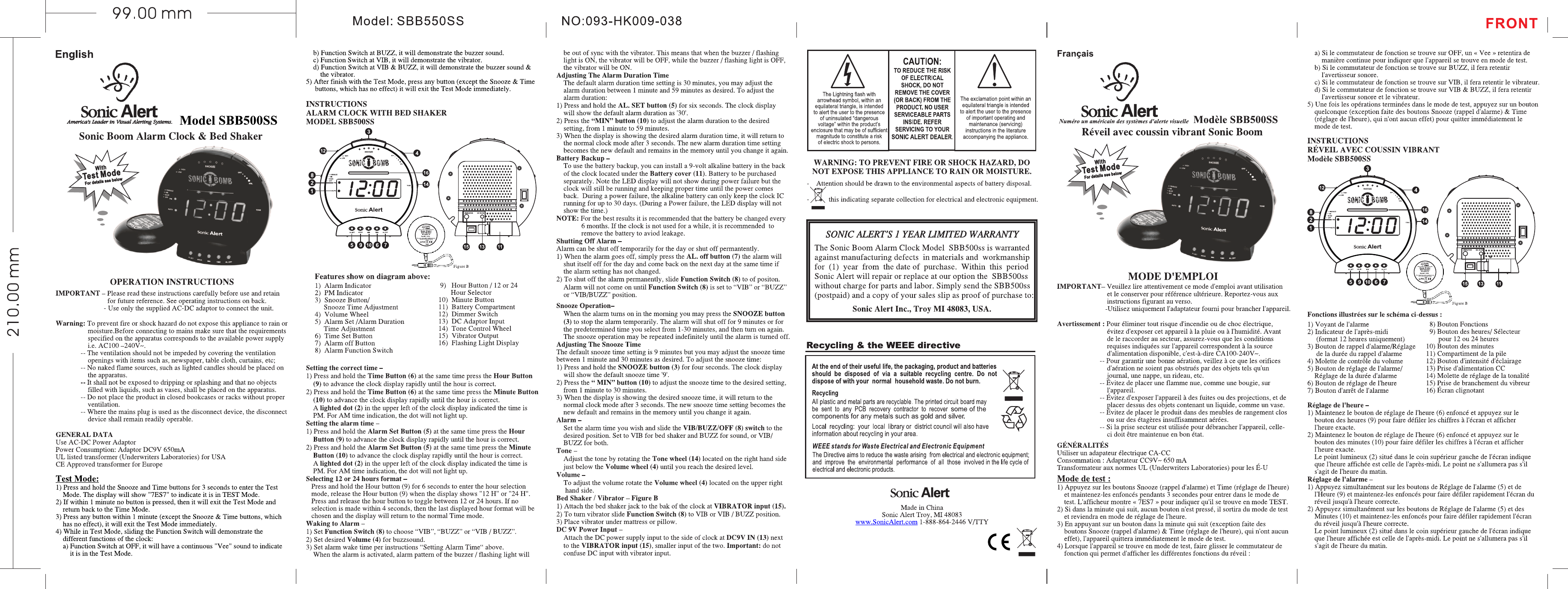 Page 1 of 1 - Sonic-Alert Sonic-Alert-Clock-Sbb500Ss-Users-Manual- 093-HK093-025  Sonic-alert-clock-sbb500ss-users-manual