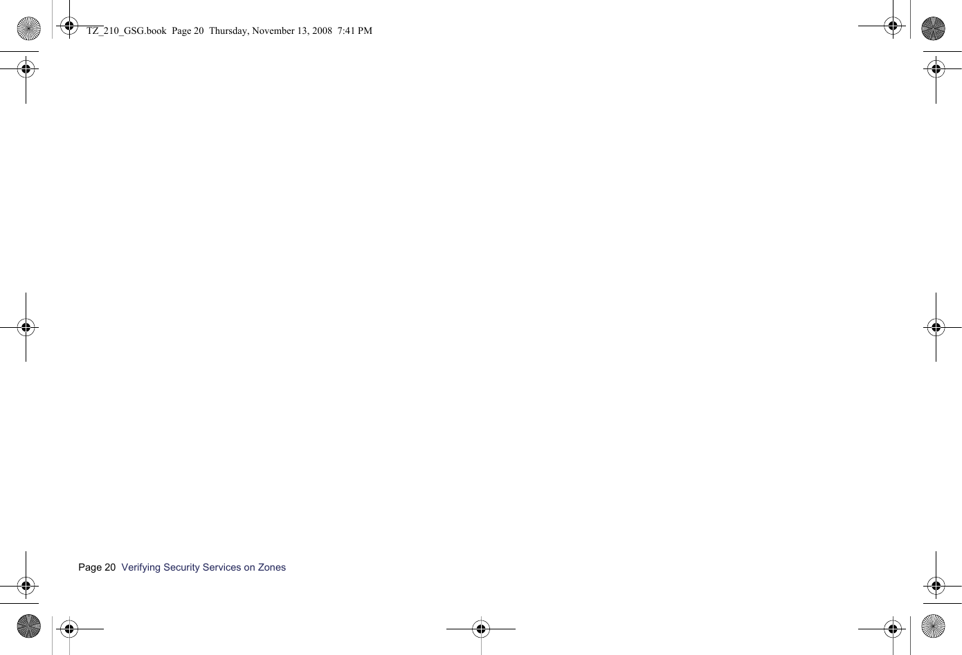 Page 20  Verifying Security Services on Zones  TZ_210_GSG.book  Page 20  Thursday, November 13, 2008  7:41 PM