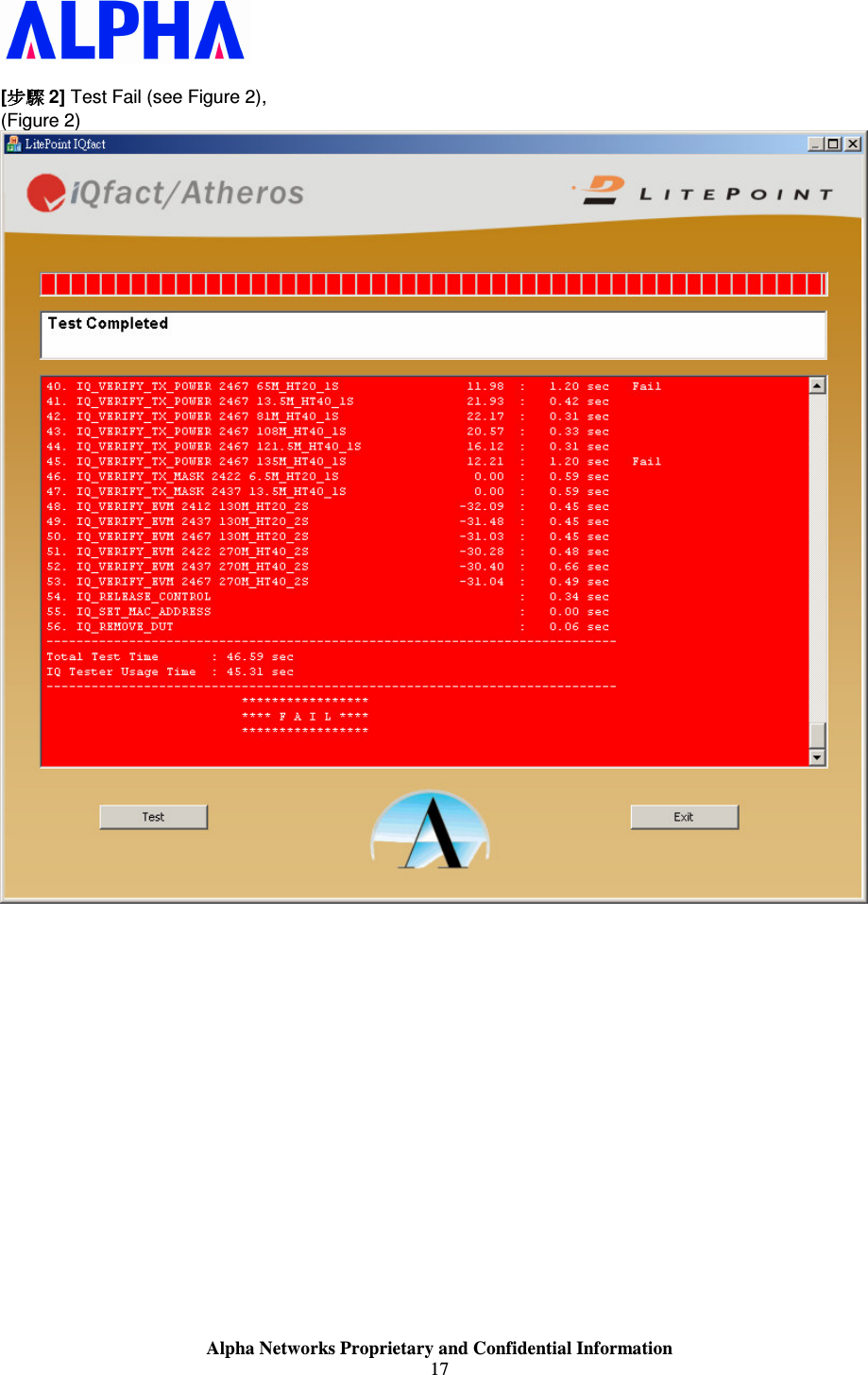                    Alpha Networks Proprietary and Confidential Information 17   [步驟步驟步驟步驟 2] Test Fail (see Figure 2), (Figure 2)         