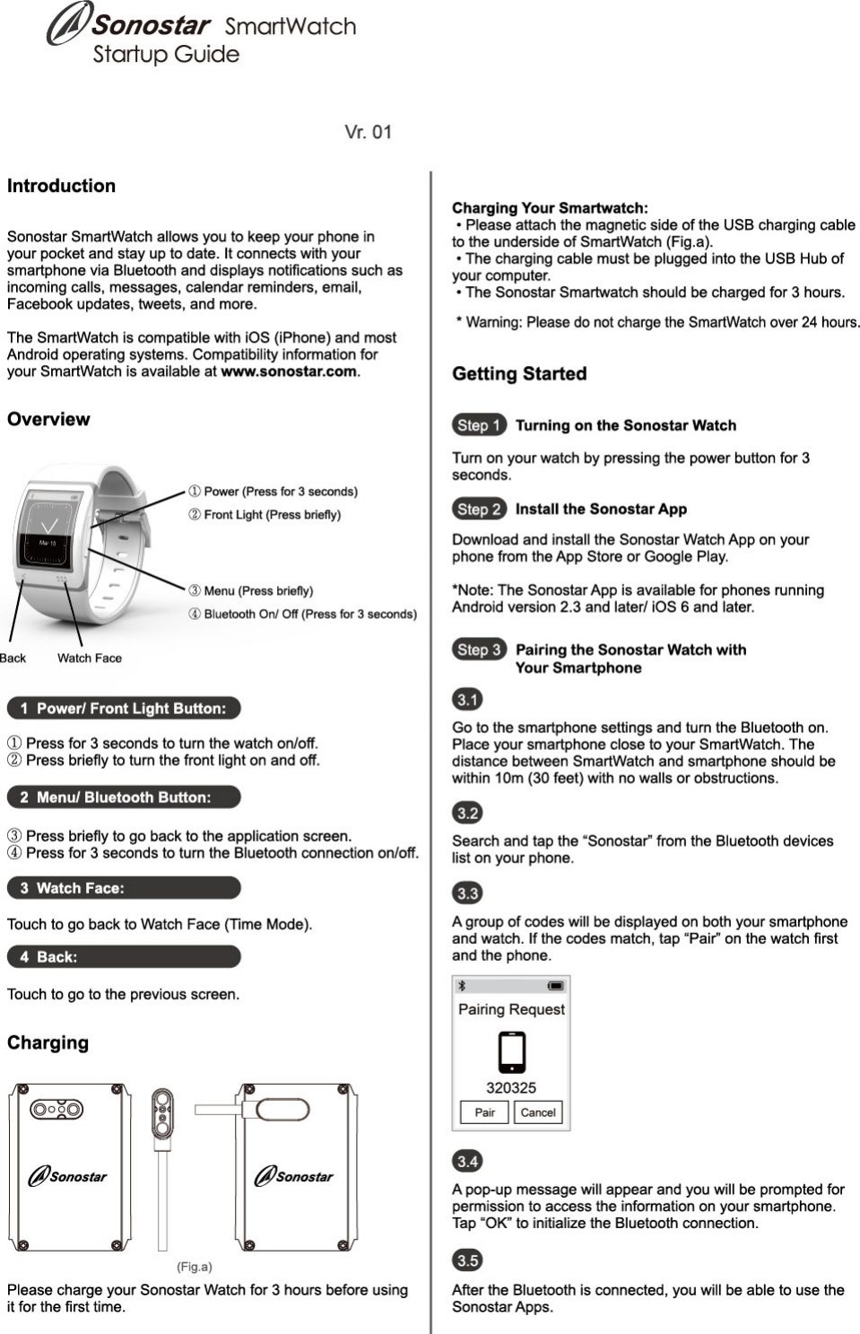 Sonostar WP0101 SmartWatch User Manual