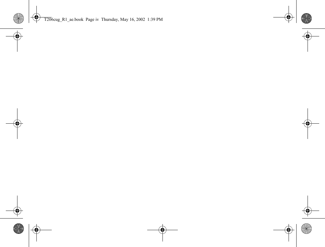 T206cug_R1_ae.book  Page iv  Thursday, May 16, 2002  1:39 PM