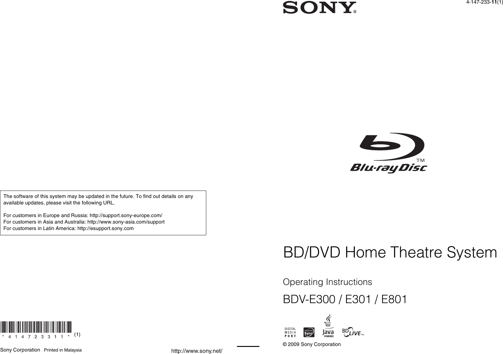 Sony Ericsson Bdv E300 Users Manual E300/E301/E801