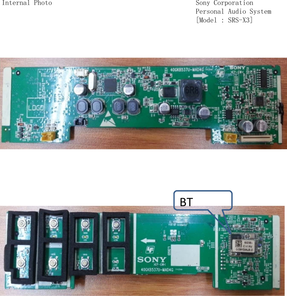 Internal Photo Sony CorporationPersonal Audio System[Model : SRS-X3]BT
