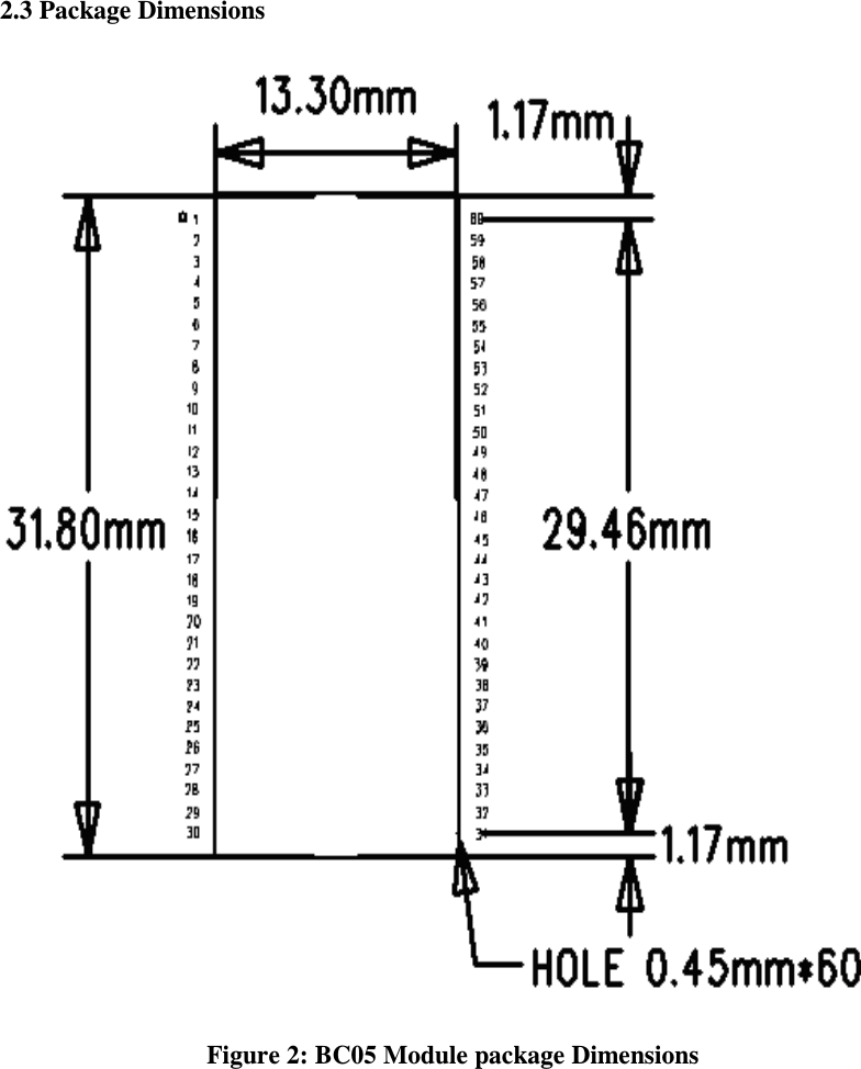 2.3 Package Dimensions    Figure 2: BC05 Module package Dimensions  