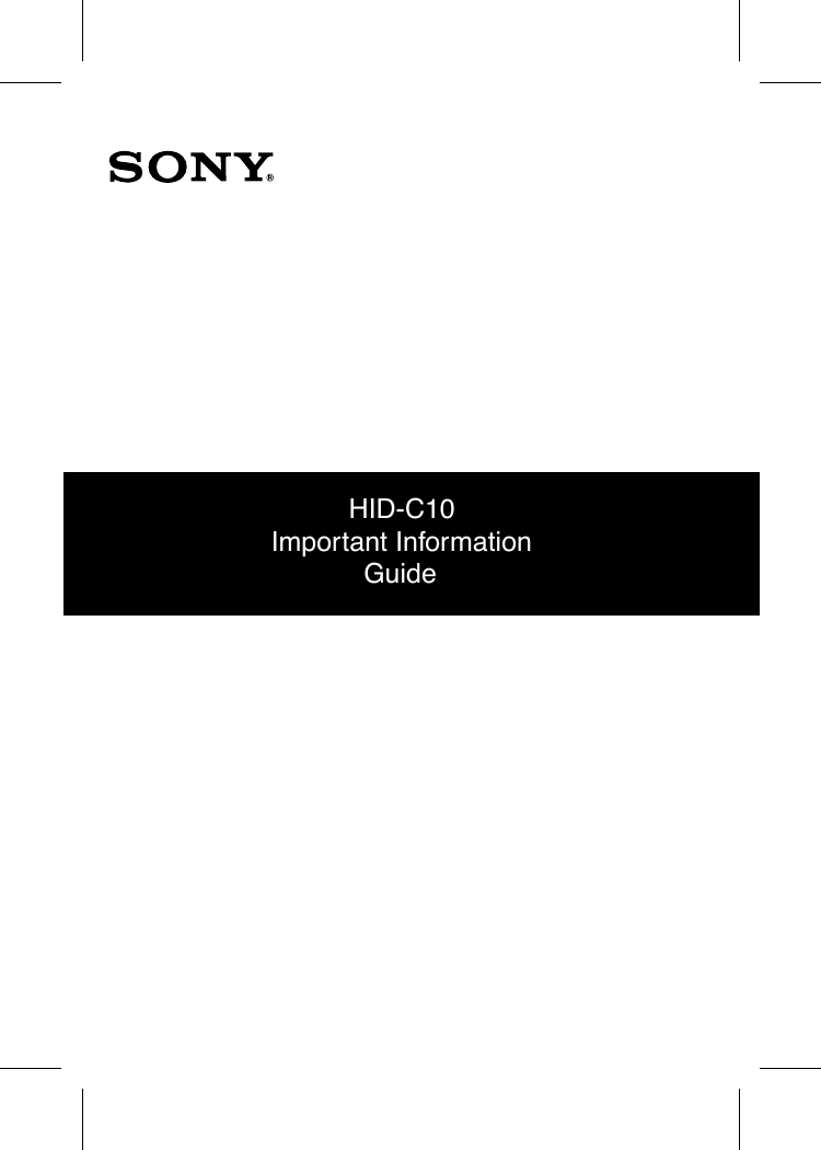 HID-C10       Important Information     Guide