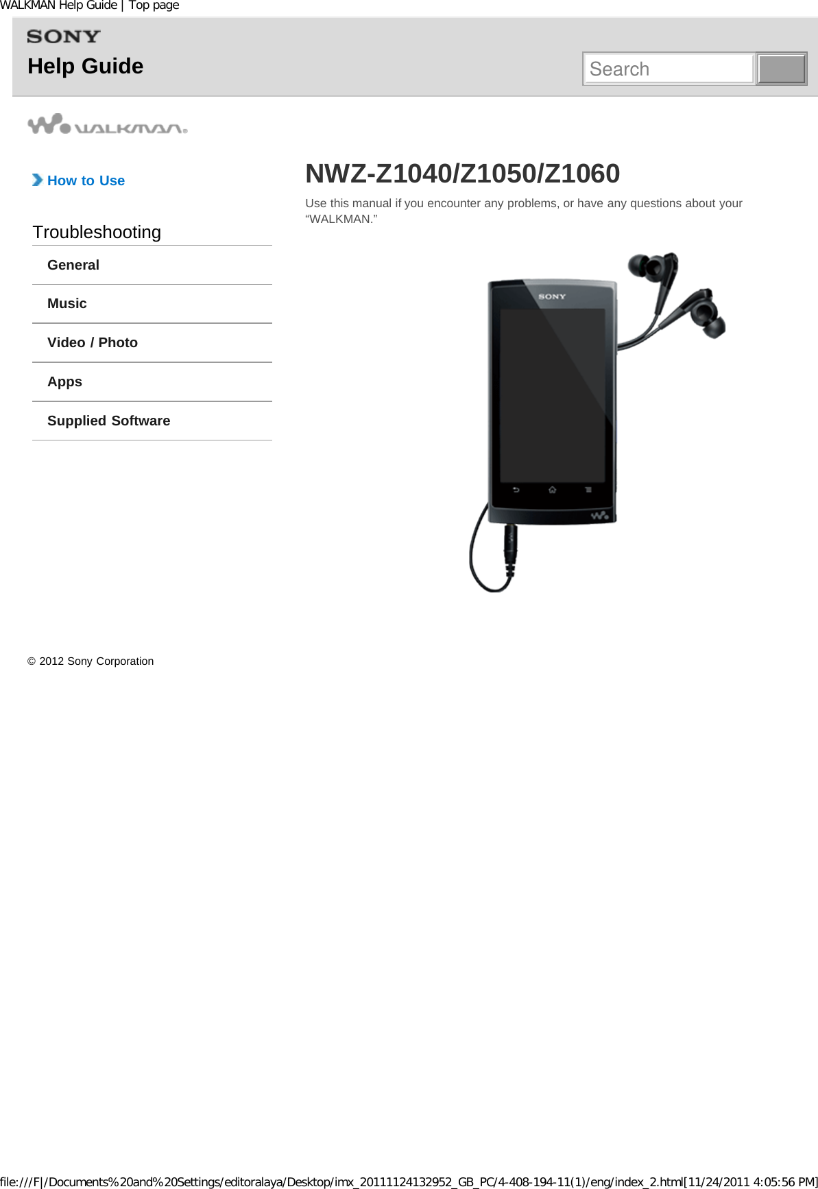 Page 14 of Sony Group NWZZ1000 Digital Media Player User Manual WALKMAN Help Guide   Top page