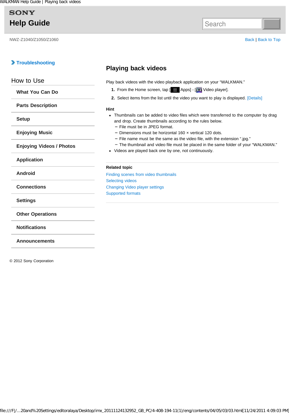 Page 193 of Sony Group NWZZ1000 Digital Media Player User Manual WALKMAN Help Guide   Top page
