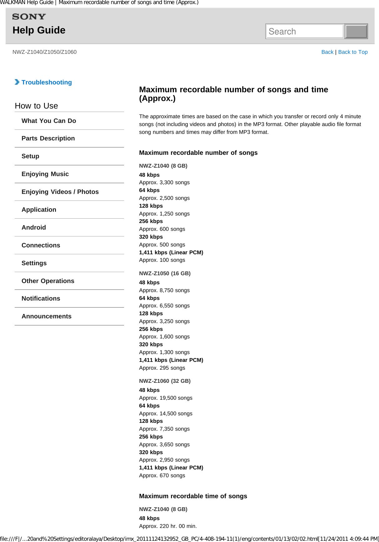 Page 237 of Sony Group NWZZ1000 Digital Media Player User Manual WALKMAN Help Guide   Top page