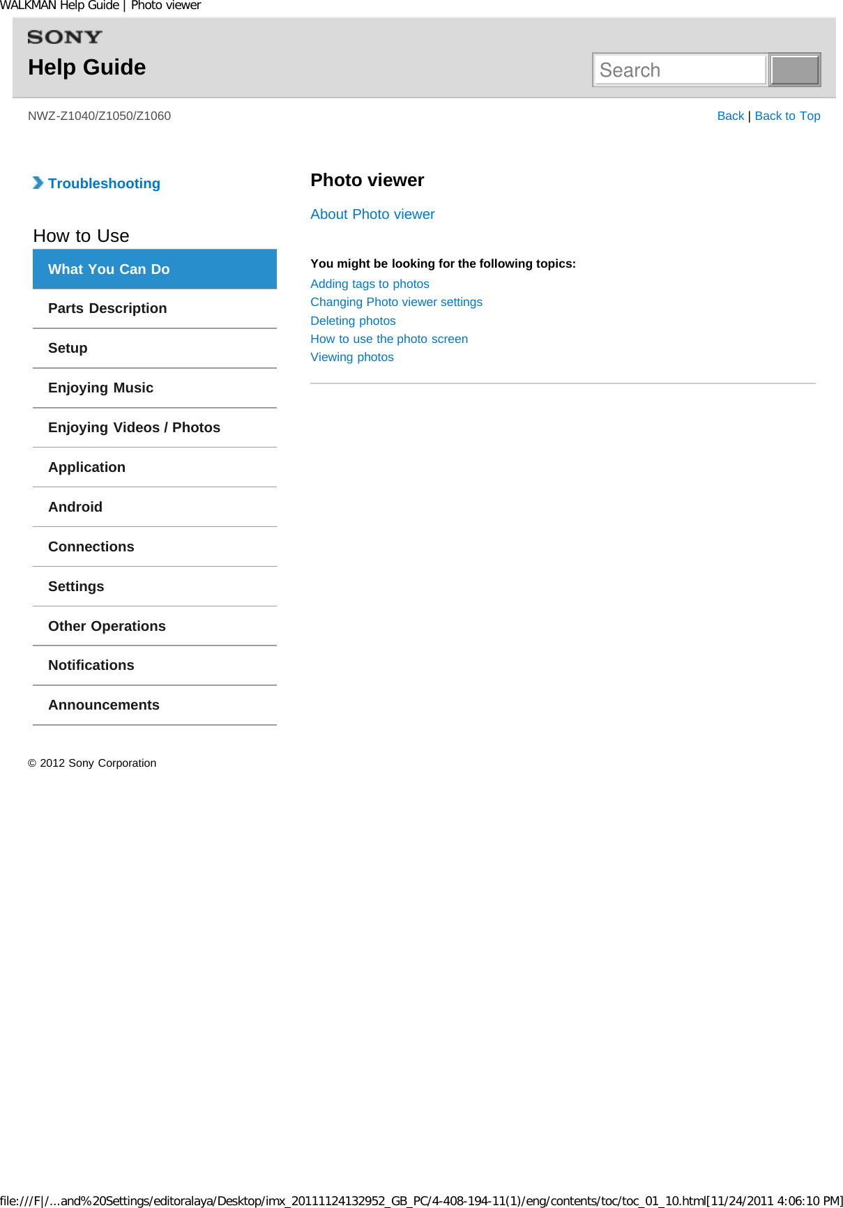 Page 28 of Sony Group NWZZ1000 Digital Media Player User Manual WALKMAN Help Guide   Top page