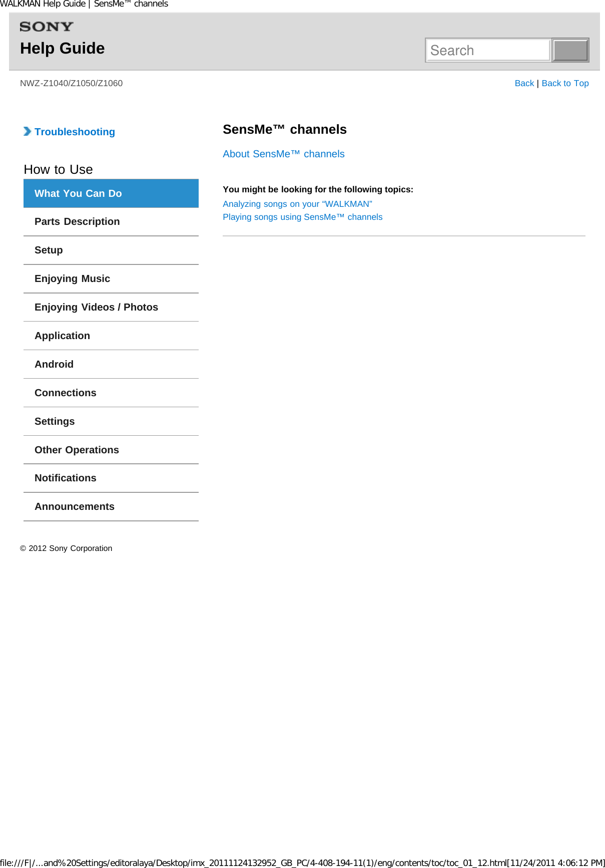 Page 29 of Sony Group NWZZ1000 Digital Media Player User Manual WALKMAN Help Guide   Top page