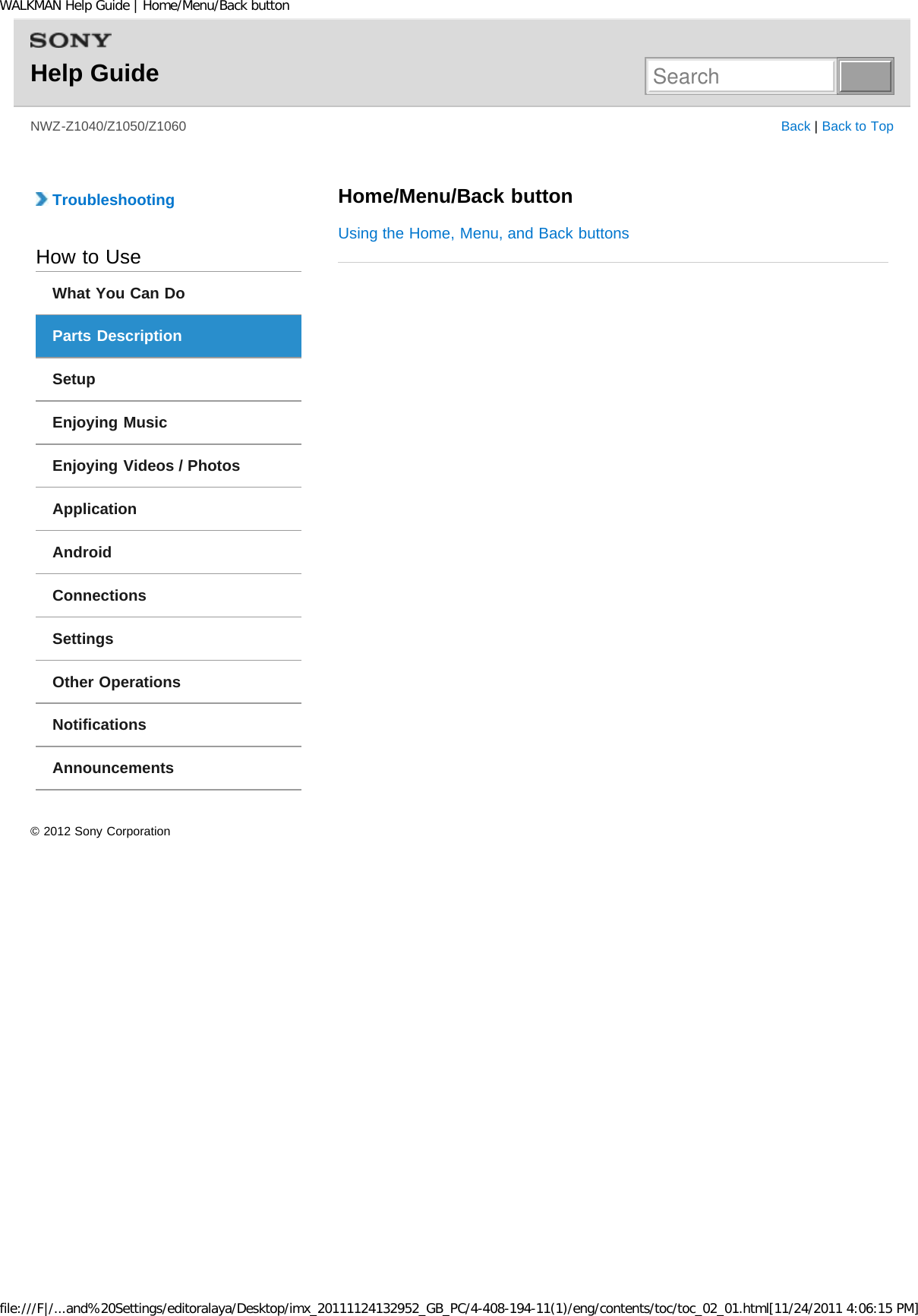 Page 32 of Sony Group NWZZ1000 Digital Media Player User Manual WALKMAN Help Guide   Top page