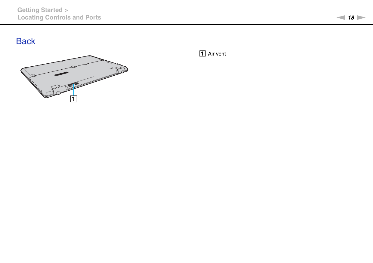 18nNGetting Started &gt;Locating Controls and PortsBackAAir vent