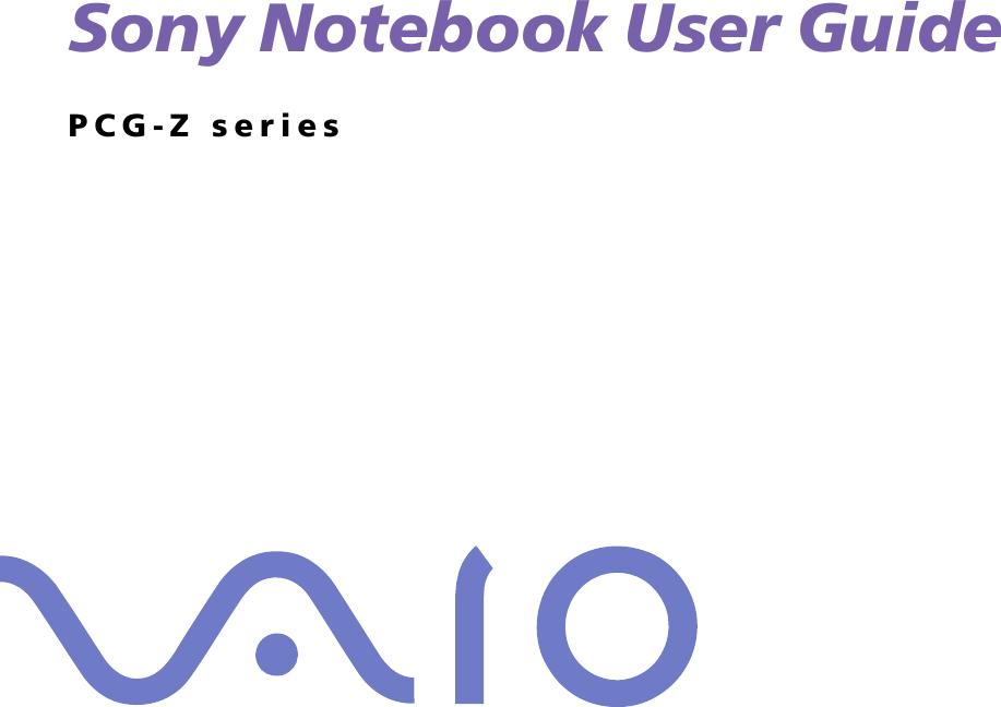 NSony Notebook User GuidePCG-Z series