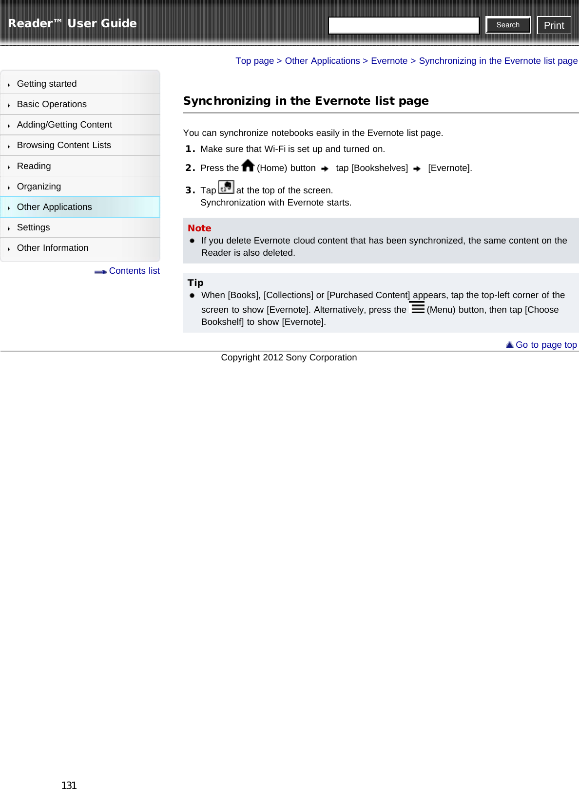 Page 131 of Sony Group PRST2 Digital Book Reader User Manual PRS T2   Reader        User Guide