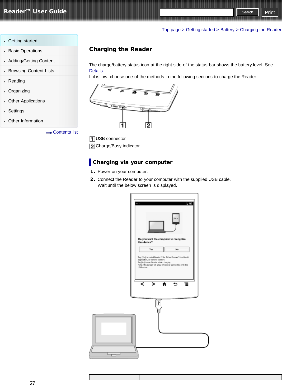 Page 27 of Sony Group PRST2 Digital Book Reader User Manual PRS T2   Reader        User Guide