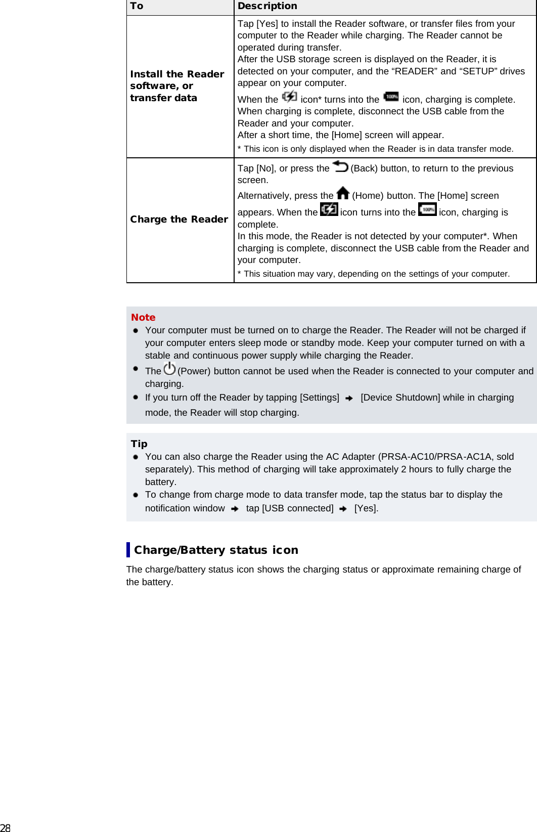 Page 28 of Sony Group PRST2 Digital Book Reader User Manual PRS T2   Reader        User Guide