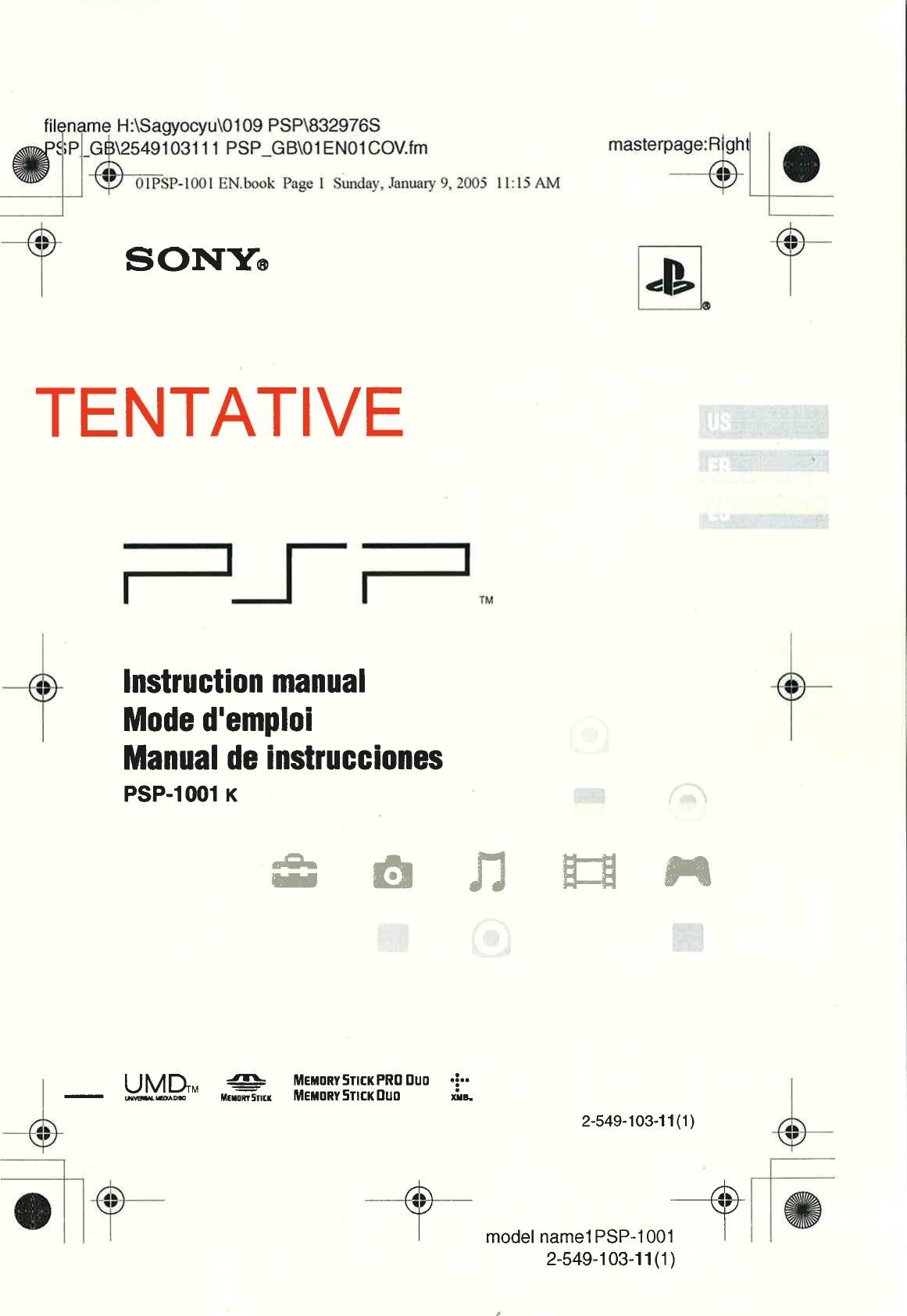 Sony Group PSP1001 PSP User Manual Part 1