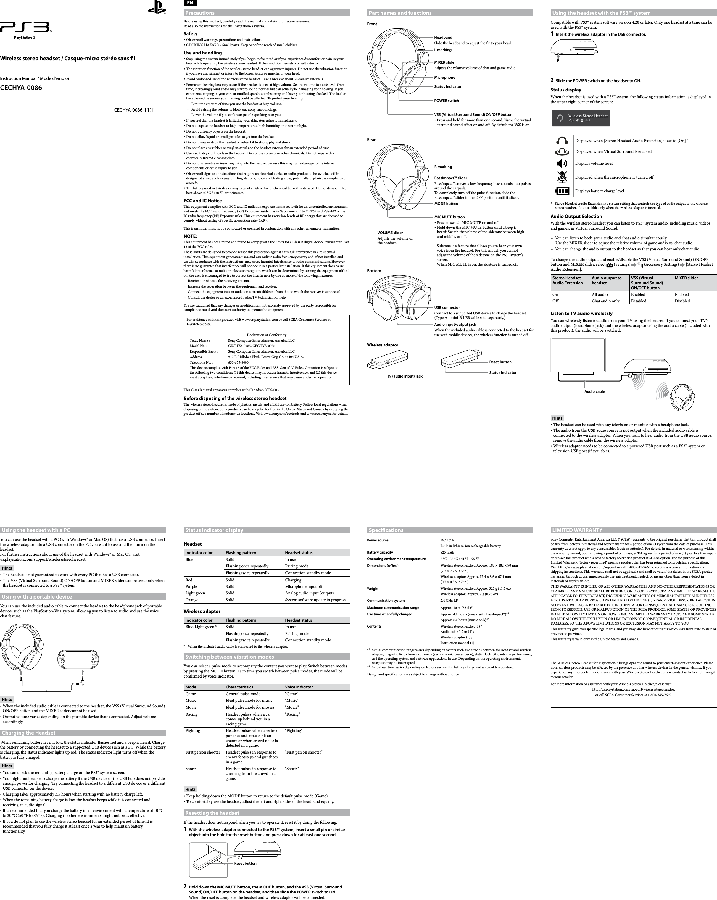 ps3 bluetooth headset manual