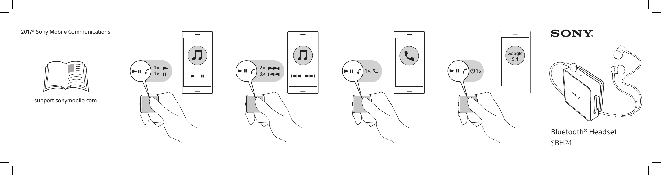 2×3× 1×1×1×GoogleSiri 1s2017© Sony Mobile Communicationssupport.sonymobile.comBluetooth® HeadsetSBH24