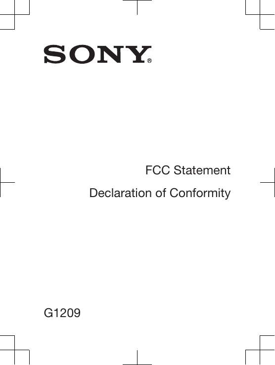 FCC StatementDeclaration of ConformityG1209