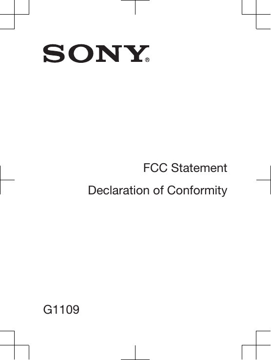 FCC StatementDeclaration of ConformityG1109