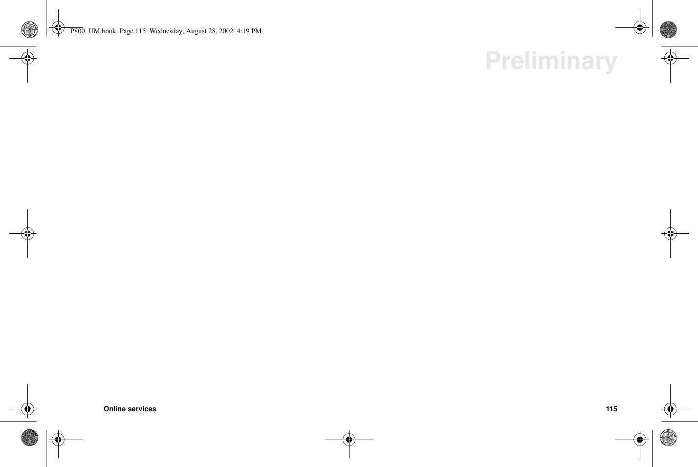 Online services 115PreliminaryP800_UM.book Page 115 Wednesday, August 28, 2002 4:19 PM