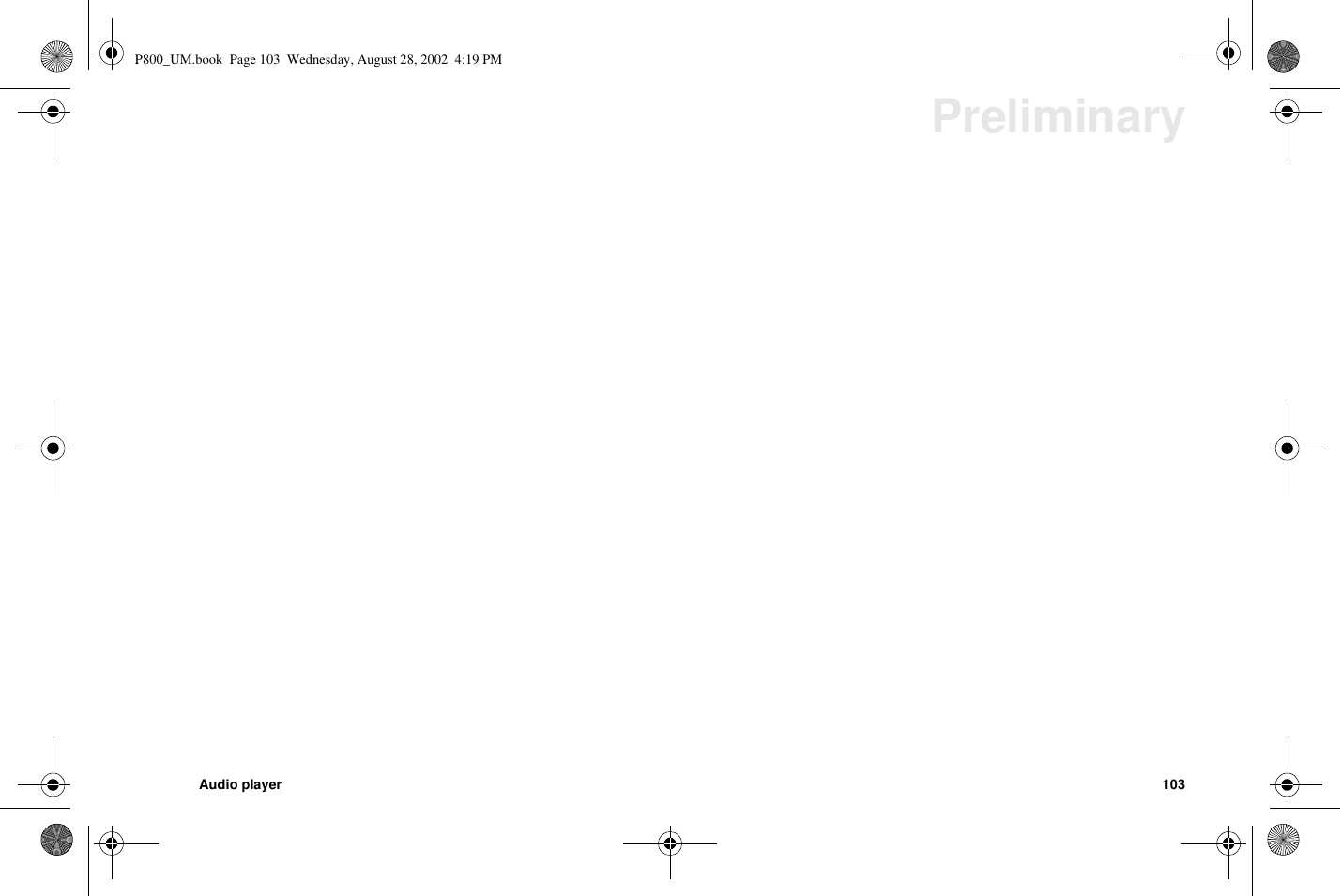 Audio player 103PreliminaryP800_UM.book Page 103 Wednesday, August 28, 2002 4:19 PM