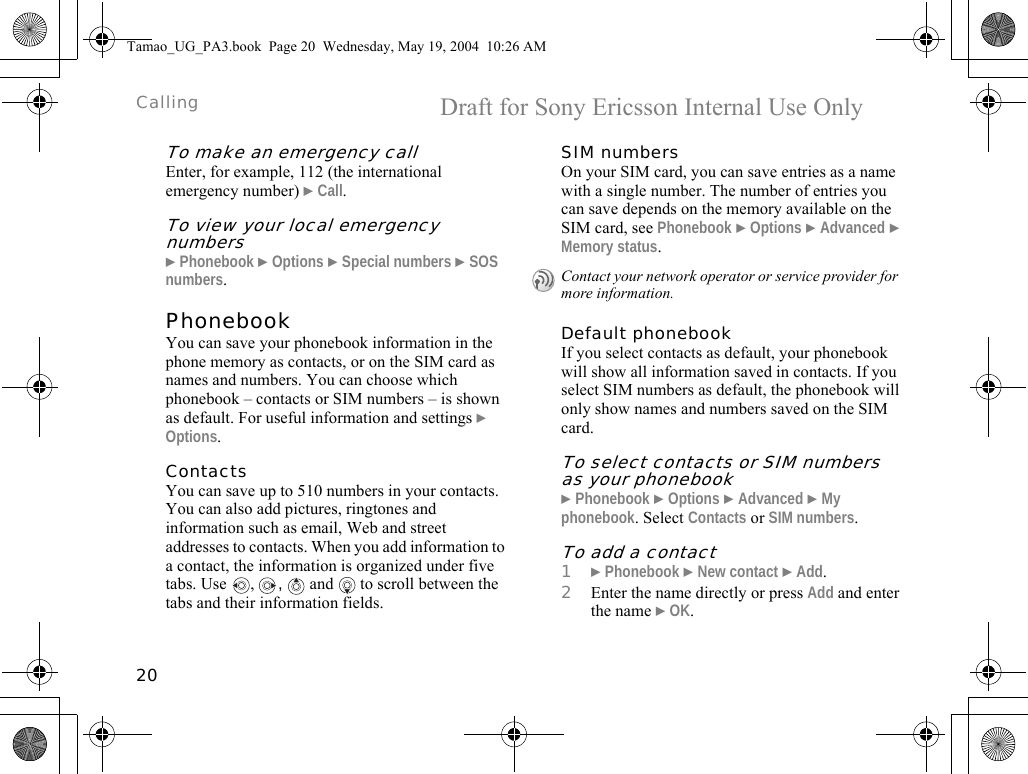 Page 20 of Sony A1021051 Licensed Transmitter User Manual Tamao UG PA3