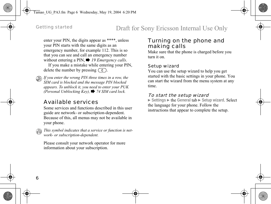 Page 6 of Sony A1021051 Licensed Transmitter User Manual Tamao UG PA3