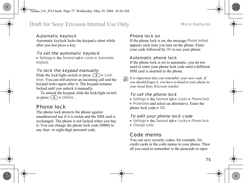 Page 75 of Sony A1021051 Licensed Transmitter User Manual Tamao UG PA3