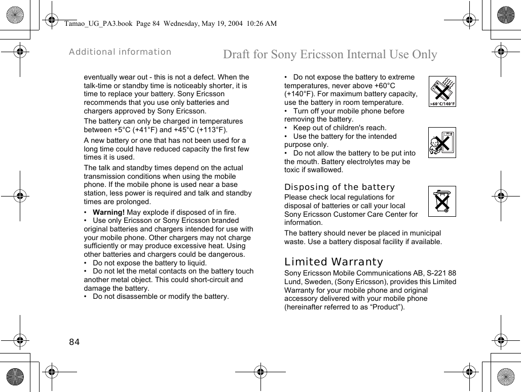 Page 84 of Sony A1021051 Licensed Transmitter User Manual Tamao UG PA3