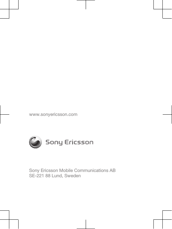 www.sonyericsson.comSony Ericsson Mobile Communications ABSE-221 88 Lund, Sweden