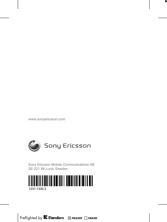 www.sonyericsson.comSony Ericsson Mobile Communications ABSE-221 88 Lund, Sweden1231-1335.2