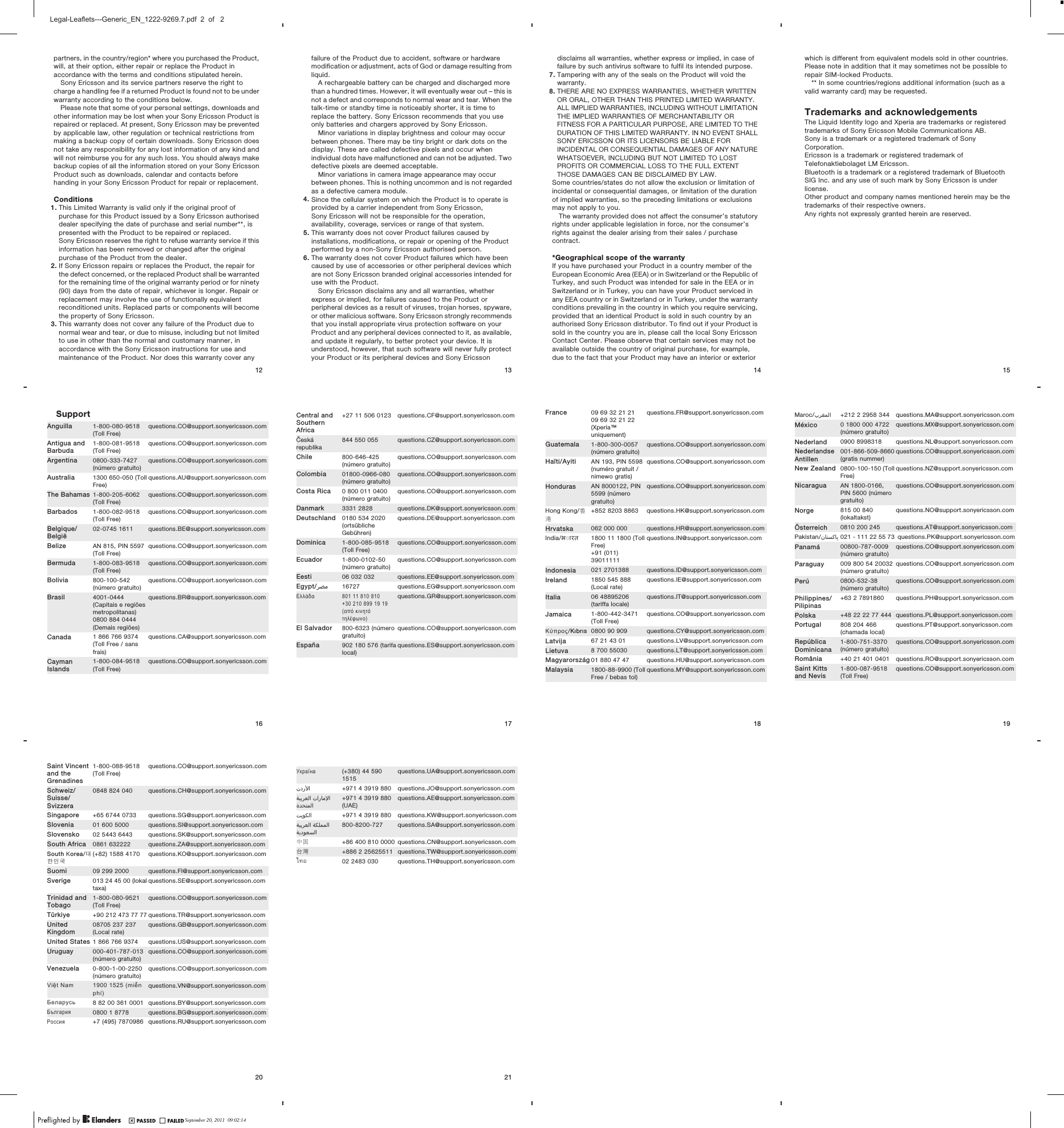 partners, in the country/region* where you purchased the Product,will, at their option, either repair or replace the Product inaccordance with the terms and conditions stipulated herein.Sony Ericsson and its service partners reserve the right tocharge a handling fee if a returned Product is found not to be underwarranty according to the conditions below.Please note that some of your personal settings, downloads andother information may be lost when your Sony Ericsson Product isrepaired or replaced. At present, Sony Ericsson may be preventedby applicable law, other regulation or technical restrictions frommaking a backup copy of certain downloads. Sony Ericsson doesnot take any responsibility for any lost information of any kind andwill not reimburse you for any such loss. You should always makebackup copies of all the information stored on your Sony EricssonProduct such as downloads, calendar and contacts beforehanding in your Sony Ericsson Product for repair or replacement.Conditions1. This Limited Warranty is valid only if the original proof ofpurchase for this Product issued by a Sony Ericsson authoriseddealer specifying the date of purchase and serial number**, ispresented with the Product to be repaired or replaced.Sony Ericsson reserves the right to refuse warranty service if thisinformation has been removed or changed after the originalpurchase of the Product from the dealer.2. If Sony Ericsson repairs or replaces the Product, the repair forthe defect concerned, or the replaced Product shall be warrantedfor the remaining time of the original warranty period or for ninety(90) days from the date of repair, whichever is longer. Repair orreplacement may involve the use of functionally equivalentreconditioned units. Replaced parts or components will becomethe property of Sony Ericsson.3. This warranty does not cover any failure of the Product due tonormal wear and tear, or due to misuse, including but not limitedto use in other than the normal and customary manner, inaccordance with the Sony Ericsson instructions for use andmaintenance of the Product. Nor does this warranty cover any12failure of the Product due to accident, software or hardwaremodification or adjustment, acts of God or damage resulting fromliquid.A rechargeable battery can be charged and discharged morethan a hundred times. However, it will eventually wear out – this isnot a defect and corresponds to normal wear and tear. When thetalk-time or standby time is noticeably shorter, it is time toreplace the battery. Sony Ericsson recommends that you useonly batteries and chargers approved by Sony Ericsson.Minor variations in display brightness and colour may occurbetween phones. There may be tiny bright or dark dots on thedisplay. These are called defective pixels and occur whenindividual dots have malfunctioned and can not be adjusted. Twodefective pixels are deemed acceptable.Minor variations in camera image appearance may occurbetween phones. This is nothing uncommon and is not regardedas a defective camera module.4. Since the cellular system on which the Product is to operate isprovided by a carrier independent from Sony Ericsson,Sony Ericsson will not be responsible for the operation,availability, coverage, services or range of that system.5. This warranty does not cover Product failures caused byinstallations, modifications, or repair or opening of the Productperformed by a non-Sony Ericsson authorised person.6. The warranty does not cover Product failures which have beencaused by use of accessories or other peripheral devices whichare not Sony Ericsson branded original accessories intended foruse with the Product.Sony Ericsson disclaims any and all warranties, whetherexpress or implied, for failures caused to the Product orperipheral devices as a result of viruses, trojan horses, spyware,or other malicious software. Sony Ericsson strongly recommendsthat you install appropriate virus protection software on yourProduct and any peripheral devices connected to it, as available,and update it regularly, to better protect your device. It isunderstood, however, that such software will never fully protectyour Product or its peripheral devices and Sony Ericsson13disclaims all warranties, whether express or implied, in case offailure by such antivirus software to fulfil its intended purpose.7. Tampering with any of the seals on the Product will void thewarranty.8. THERE ARE NO EXPRESS WARRANTIES, WHETHER WRITTENOR ORAL, OTHER THAN THIS PRINTED LIMITED WARRANTY.ALL IMPLIED WARRANTIES, INCLUDING WITHOUT LIMITATIONTHE IMPLIED WARRANTIES OF MERCHANTABILITY ORFITNESS FOR A PARTICULAR PURPOSE, ARE LIMITED TO THEDURATION OF THIS LIMITED WARRANTY. IN NO EVENT SHALLSONY ERICSSON OR ITS LICENSORS BE LIABLE FORINCIDENTAL OR CONSEQUENTIAL DAMAGES OF ANY NATUREWHATSOEVER, INCLUDING BUT NOT LIMITED TO LOSTPROFITS OR COMMERCIAL LOSS TO THE FULL EXTENTTHOSE DAMAGES CAN BE DISCLAIMED BY LAW.Some countries/states do not allow the exclusion or limitation ofincidental or consequential damages, or limitation of the durationof implied warranties, so the preceding limitations or exclusionsmay not apply to you.The warranty provided does not affect the consumer’s statutoryrights under applicable legislation in force, nor the consumer’srights against the dealer arising from their sales / purchasecontract.*Geographical scope of the warrantyIf you have purchased your Product in a country member of theEuropean Economic Area (EEA) or in Switzerland or the Republic ofTurkey, and such Product was intended for sale in the EEA or inSwitzerland or in Turkey, you can have your Product serviced inany EEA country or in Switzerland or in Turkey, under the warrantyconditions prevailing in the country in which you require servicing,provided that an identical Product is sold in such country by anauthorised Sony Ericsson distributor. To find out if your Product issold in the country you are in, please call the local Sony EricssonContact Center. Please observe that certain services may not beavailable outside the country of original purchase, for example,due to the fact that your Product may have an interior or exterior14which is different from equivalent models sold in other countries.Please note in addition that it may sometimes not be possible torepair SIM-locked Products.** In some countries/regions additional information (such as avalid warranty card) may be requested.Trademarks and acknowledgementsThe Liquid Identity logo and Xperia are trademarks or registeredtrademarks of Sony Ericsson Mobile Communications AB.Sony is a trademark or a registered trademark of SonyCorporation.Ericsson is a trademark or registered trademark ofTelefonaktiebolaget LM Ericsson.Bluetooth is a trademark or a registered trademark of BluetoothSIG Inc. and any use of such mark by Sony Ericsson is underlicense.Other product and company names mentioned herein may be thetrademarks of their respective owners.Any rights not expressly granted herein are reserved.15SupportAnguilla 1-800-080-9518(Toll Free)questions.CO@support.sonyericsson.comAntigua andBarbuda1-800-081-9518(Toll Free)questions.CO@support.sonyericsson.comArgentina 0800-333-7427(número gratuito)questions.CO@support.sonyericsson.comAustralia 1300 650-050 (TollFree)questions.AU@support.sonyericsson.comThe Bahamas 1-800-205-6062(Toll Free)questions.CO@support.sonyericsson.comBarbados 1-800-082-9518(Toll Free)questions.CO@support.sonyericsson.comBelgique/België02-0745 1611 questions.BE@support.sonyericsson.comBelize AN 815, PIN 5597(Toll Free)questions.CO@support.sonyericsson.comBermuda 1-800-083-9518(Toll Free)questions.CO@support.sonyericsson.comBolivia 800-100-542(número gratuito)questions.CO@support.sonyericsson.comBrasil 4001-0444(Capitais e regiõesmetropolitanas)0800 884 0444(Demais regiões)questions.BR@support.sonyericsson.comCanada 1 866 766 9374(Toll Free / sansfrais)questions.CA@support.sonyericsson.comCaymanIslands1-800-084-9518(Toll Free)questions.CO@support.sonyericsson.com16Central andSouthernAfrica+27 11 506 0123 questions.CF@support.sonyericsson.comČeskárepublika844 550 055 questions.CZ@support.sonyericsson.comChile 800-646-425(número gratuito)questions.CO@support.sonyericsson.comColombia 01800-0966-080(número gratuito)questions.CO@support.sonyericsson.comCosta Rica 0 800 011 0400(número gratuito)questions.CO@support.sonyericsson.comDanmark 3331 2828 questions.DK@support.sonyericsson.comDeutschland 0180 534 2020(ortsüblicheGebühren)questions.DE@support.sonyericsson.comDominica 1-800-085-9518(Toll Free)questions.CO@support.sonyericsson.comEcuador 1-800-0102-50(número gratuito)questions.CO@support.sonyericsson.comEesti 06 032 032 questions.EE@support.sonyericsson.comEgypt/رصم 16727 questions.EG@support.sonyericsson.comΕλλάδα 801 11 810 810+30 210 899 19 19(από κινητότηλέφωνο)questions.GR@support.sonyericsson.comEl Salvador 800-6323 (númerogratuito)questions.CO@support.sonyericsson.comEspaña 902 180 576 (tarifalocal)questions.ES@support.sonyericsson.com17France 09 69 32 21 2109 69 32 21 22(Xperia™uniquement)questions.FR@support.sonyericsson.comGuatemala 1-800-300-0057(número gratuito)questions.CO@support.sonyericsson.comHaïti/Ayiti AN 193, PIN 5598(numéro gratuit /nimewo gratis)questions.CO@support.sonyericsson.comHonduras AN 8000122, PIN5599 (númerogratuito)questions.CO@support.sonyericsson.comHong Kong/香港+852 8203 8863 questions.HK@support.sonyericsson.comHrvatska 062 000 000 questions.HR@support.sonyericsson.comIndia/ 1800 11 1800 (TollFree)+91 (011)39011111questions.IN@support.sonyericsson.comIndonesia 021 2701388 questions.ID@support.sonyericsson.comIreland 1850 545 888(Local rate)questions.IE@support.sonyericsson.comItalia 06 48895206(tariffa locale)questions.IT@support.sonyericsson.comJamaica 1-800-442-3471(Toll Free)questions.CO@support.sonyericsson.comΚύπρος/Kıbrıs 0800 90 909 questions.CY@support.sonyericsson.comLatvija 67 21 43 01 questions.LV@support.sonyericsson.comLietuva 8 700 55030 questions.LT@support.sonyericsson.comMagyarország 01 880 47 47 questions.HU@support.sonyericsson.comMalaysia 1800-88-9900 (TollFree / bebas tol)questions.MY@support.sonyericsson.com18Maroc/󰂏󰂱󰃅󰃀 +212 2 2958 344 questions.MA@support.sonyericsson.comMéxico 0 1800 000 4722(número gratuito)questions.MX@support.sonyericsson.comNederland 0900 8998318 questions.NL@support.sonyericsson.comNederlandseAntillen001-866-509-8660(gratis nummer)questions.CO@support.sonyericsson.comNew Zealand 0800-100-150 (TollFree)questions.NZ@support.sonyericsson.comNicaragua AN 1800-0166,PIN 5600 (númerogratuito)questions.CO@support.sonyericsson.comNorge 815 00 840(lokaltakst)questions.NO@support.sonyericsson.comÖsterreich 0810 200 245 questions.AT@support.sonyericsson.comPakistan/󰁯󰁹󰂕󰁯 021 - 111 22 55 73 questions.PK@support.sonyericsson.comPanamá 00800-787-0009(número gratuito)questions.CO@support.sonyericsson.comParaguay 009 800 54 20032(número gratuito)questions.CO@support.sonyericsson.comPerú 0800-532-38(número gratuito)questions.CO@support.sonyericsson.comPhilippines/Pilipinas+63 2 7891860 questions.PH@support.sonyericsson.comPolska +48 22 22 77 444 questions.PL@support.sonyericsson.comPortugal 808 204 466(chamada local)questions.PT@support.sonyericsson.comRepúblicaDominicana1-800-751-3370(número gratuito)questions.CO@support.sonyericsson.comRomânia +40 21 401 0401 questions.RO@support.sonyericsson.comSaint Kittsand Nevis1-800-087-9518(Toll Free)questions.CO@support.sonyericsson.com19Saint Vincentand theGrenadines1-800-088-9518(Toll Free)questions.CO@support.sonyericsson.comSchweiz/Suisse/Svizzera0848 824 040 questions.CH@support.sonyericsson.comSingapore +65 6744 0733 questions.SG@support.sonyericsson.comSlovenia 01 600 5000 questions.SI@support.sonyericsson.comSlovensko 02 5443 6443 questions.SK@support.sonyericsson.comSouth Africa 0861 632222 questions.ZA@support.sonyericsson.comSouth Κorea/대한민국(+82) 1588 4170 questions.KO@support.sonyericsson.comSuomi 09 299 2000 questions.FI@support.sonyericsson.comSverige 013 24 45 00 (lokaltaxa)questions.SE@support.sonyericsson.comTrinidad andTobago1-800-080-9521(Toll Free)questions.CO@support.sonyericsson.comTürkiye +90 212 473 77 77 questions.TR@support.sonyericsson.comUnitedKingdom08705 237 237(Local rate)questions.GB@support.sonyericsson.comUnited States 1 866 766 9374 questions.US@support.sonyericsson.comUruguay 000-401-787-013(número gratuito)questions.CO@support.sonyericsson.comVenezuela 0-800-1-00-2250(número gratuito)questions.CO@support.sonyericsson.comViệt Nam 1900 1525 (miễnphí)questions.VN@support.sonyericsson.comБеларусь 8 82 00 361 0001 questions.BY@support.sonyericsson.comБългария 0800 1 8778 questions.BG@support.sonyericsson.comРоссия +7 (495) 7870986 questions.RU@support.sonyericsson.com20Україна (+380) 44 5901515questions.UA@support.sonyericsson.com󰃘 +971 4 3919 880 questions.JO@support.sonyericsson.com󰁯󰃄󰃚 󰁵󰃕󰁲󰂏󰂭󰃀󰂋󰂅󰁹󰃅󰃀+971 4 3919 880(UAE)questions.AE@support.sonyericsson.com󰁷󰃔󰃏󰂽󰃀 +971 4 3919 880 questions.KW@support.sonyericsson.com󰁵󰂽󰃁󰃅󰃅󰃀 󰁵󰃕󰁲󰂏󰂭󰃀󰁵󰃔󰃏󰂭󰂕󰃀800-8200-727 questions.SA@support.sonyericsson.com中国 +86 400 810 0000 questions.CN@support.sonyericsson.com台灣 +886 2 25625511 questions.TW@support.sonyericsson.comไทย 02 2483 030 questions.TH@support.sonyericsson.com21September 20, 2011  09:02:14Legal-Leaflets---Generic_EN_1222-9269.7.pdf  2  of   2