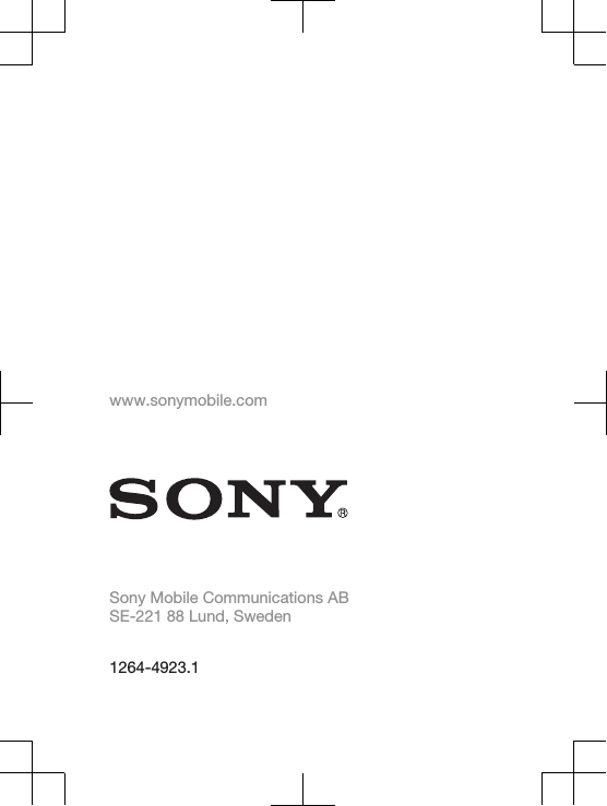 www.sonymobile.comSony Mobile Communications ABSE-221 88 Lund, Sweden1264-4923.1