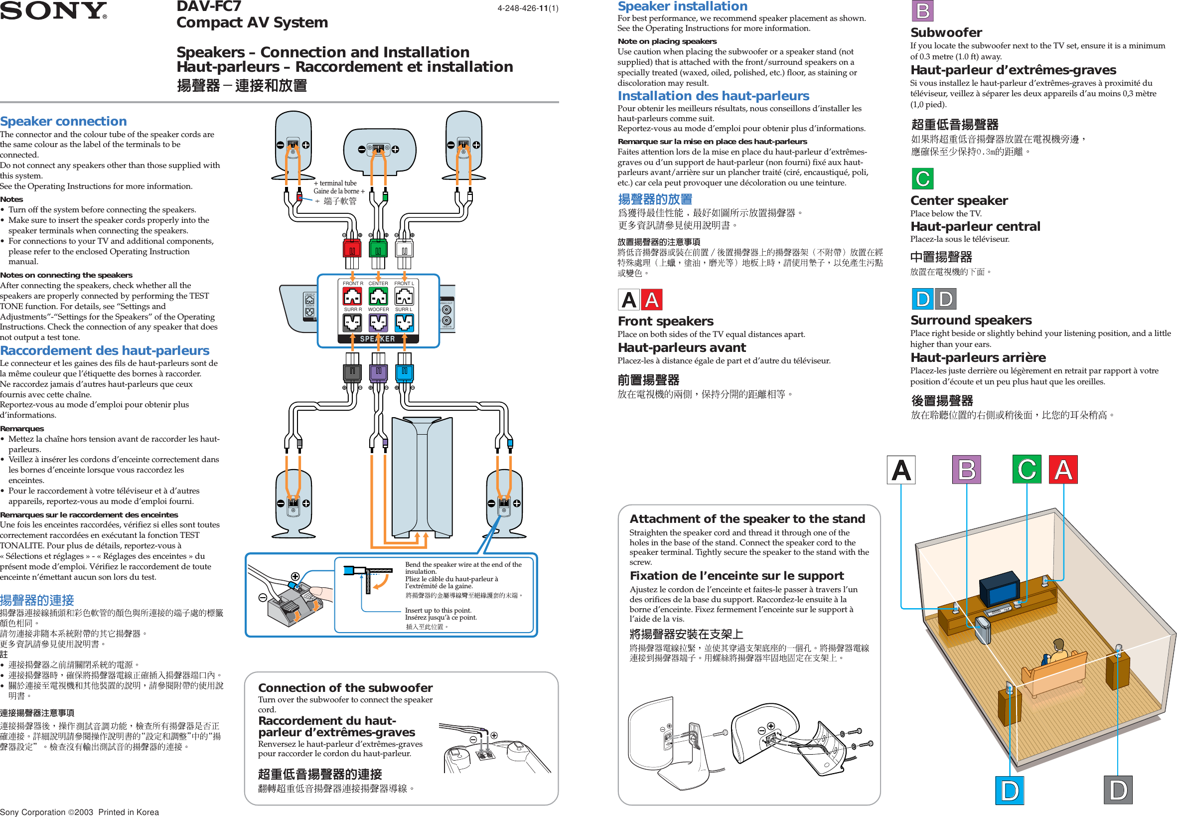 Page 1 of 1 - Sony DAV-FC7 User Manual Speakers: Connection & Installation DAVFC7install