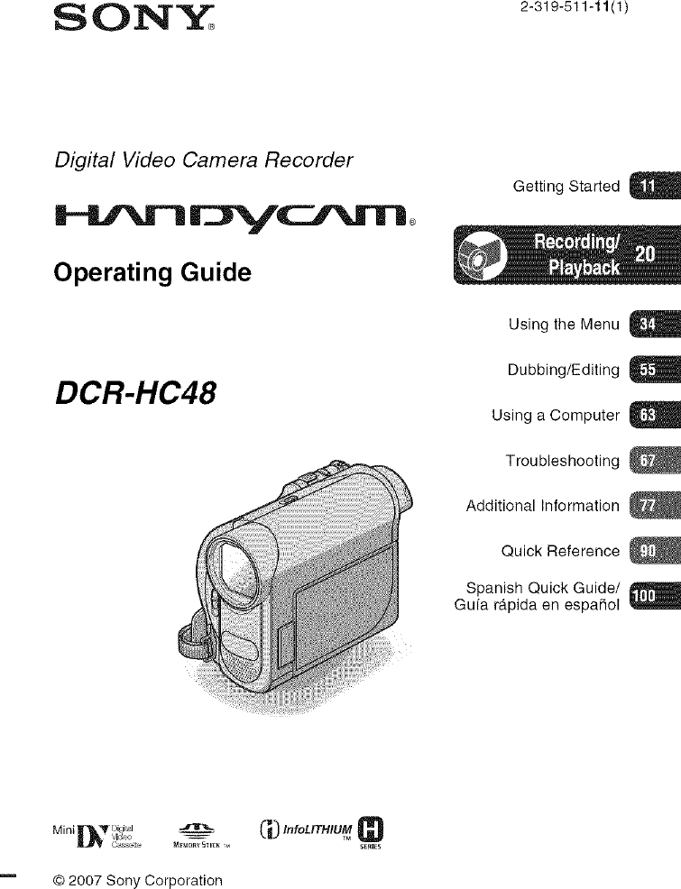 Sony DCR HC48 User Manual DIGITAL CAMCORDER Manuals And Guides L0702283