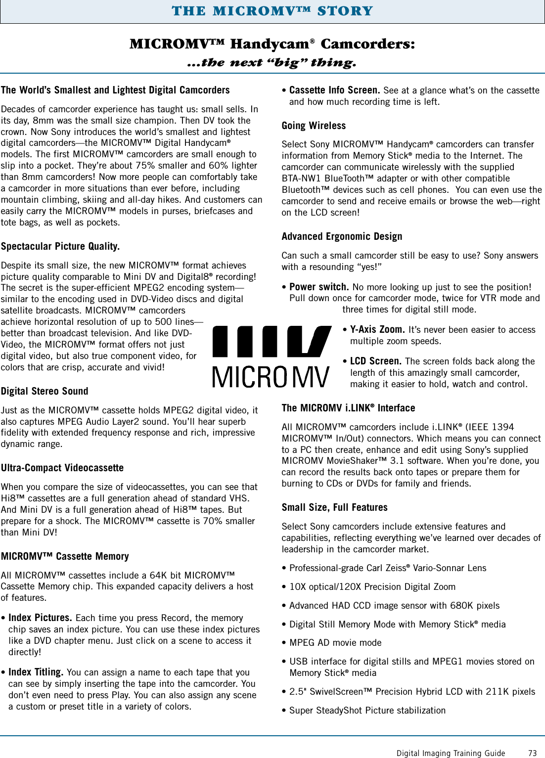 Page 1 of 1 - Sony DCR-IP5 Son 904; 8 Mini DV Story User Manual The Micro MV - Next Big Thing (features) MVinsert