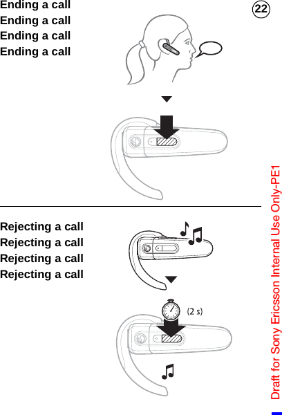 Draft for Sony Ericsson Internal Use Only-PE122Ending a callEnding a callEnding a callEnding a callRejecting a callRejecting a callRejecting a callRejecting a call