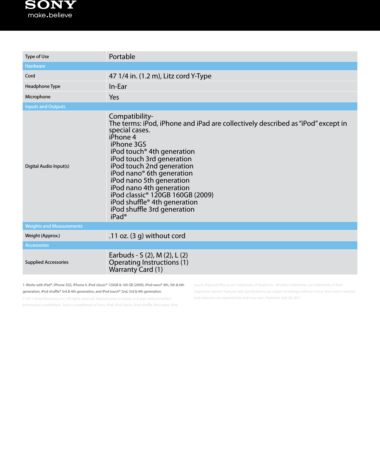 Page 2 of 2 - Sony DR-EX12iP User Manual Marketing Specifications (Black)
