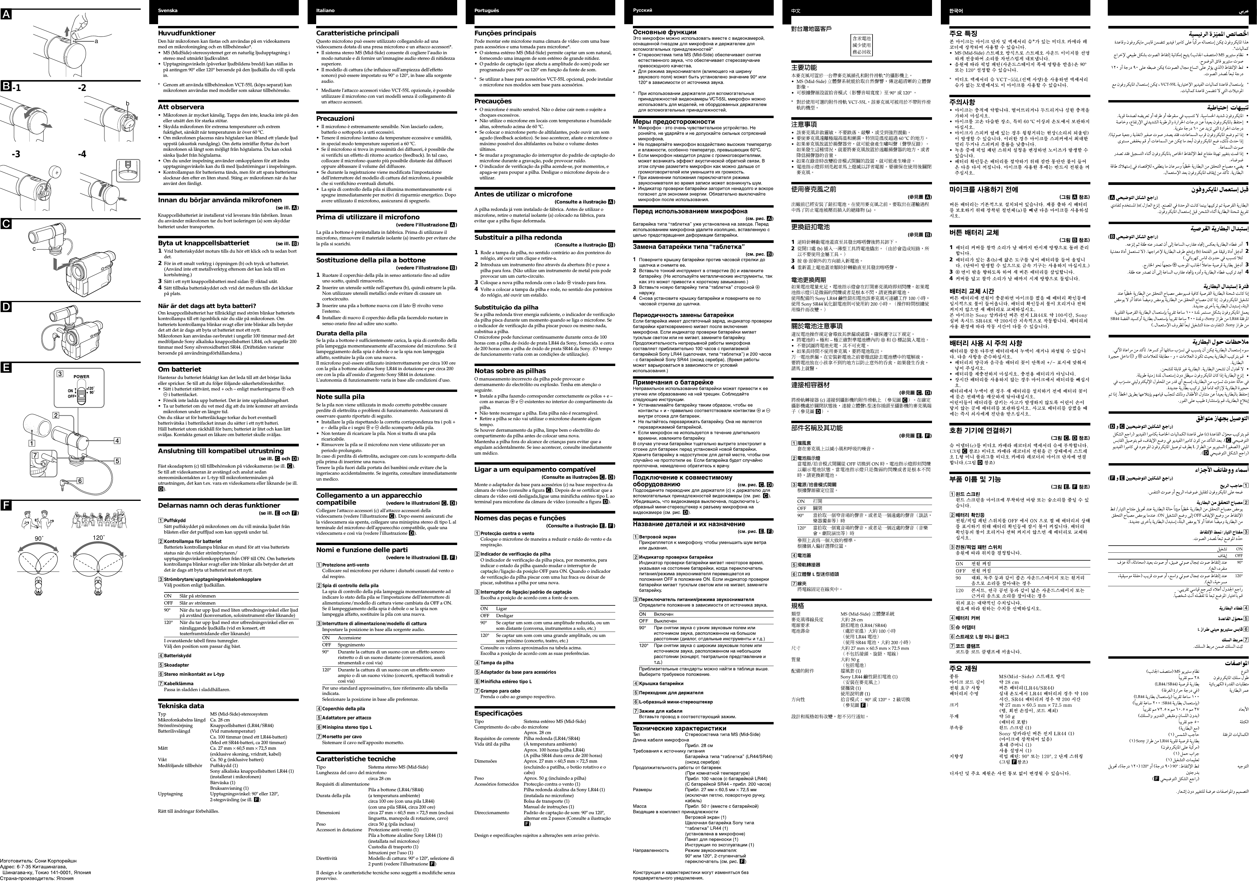 Page 2 of 2 - Sony ECM-MSD1 User Manual Operating Instructions ECMMSD1