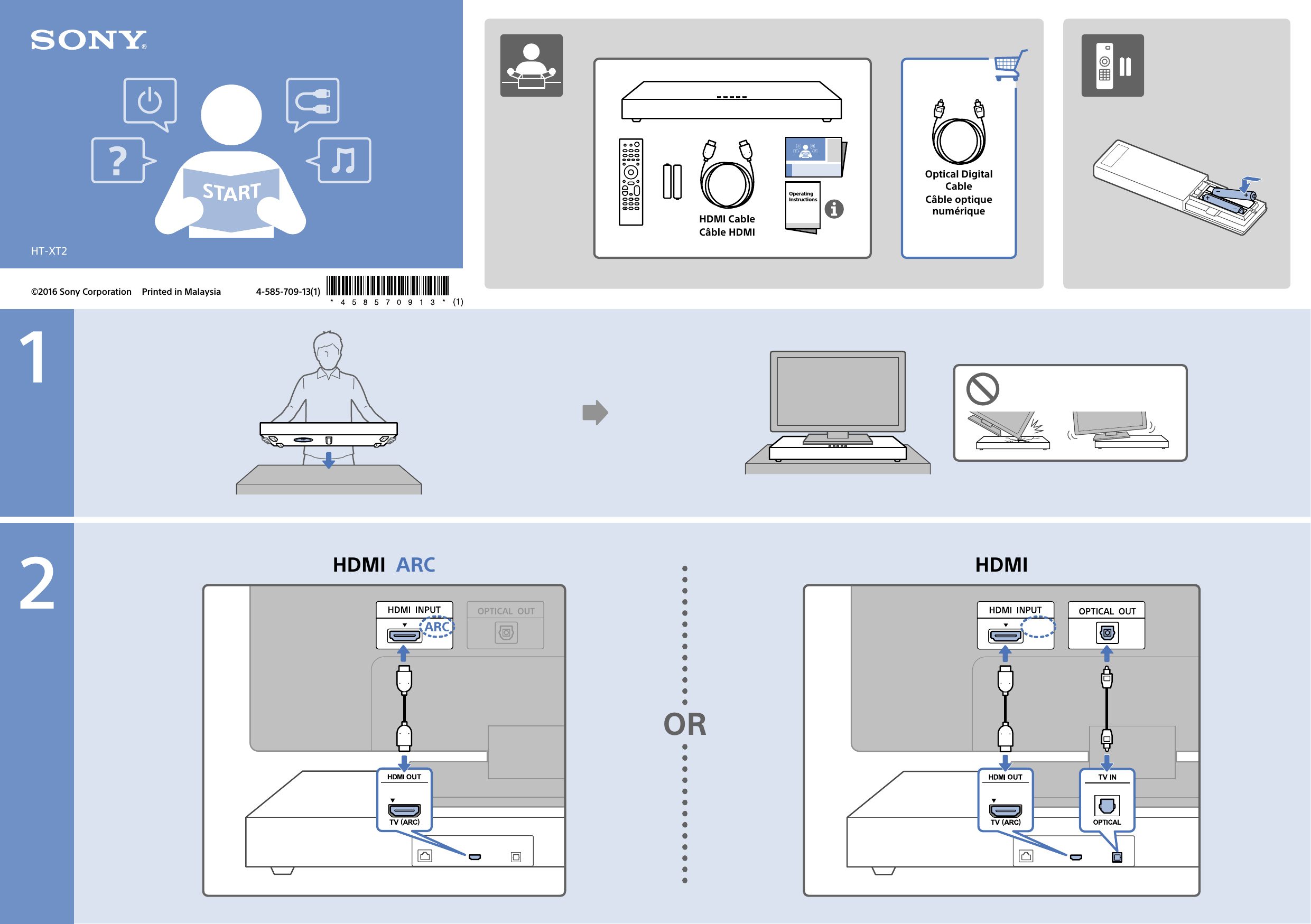 Page 1 of 2 - Sony HT-XT2 User Manual Quick Start Guide QSG 4585709131