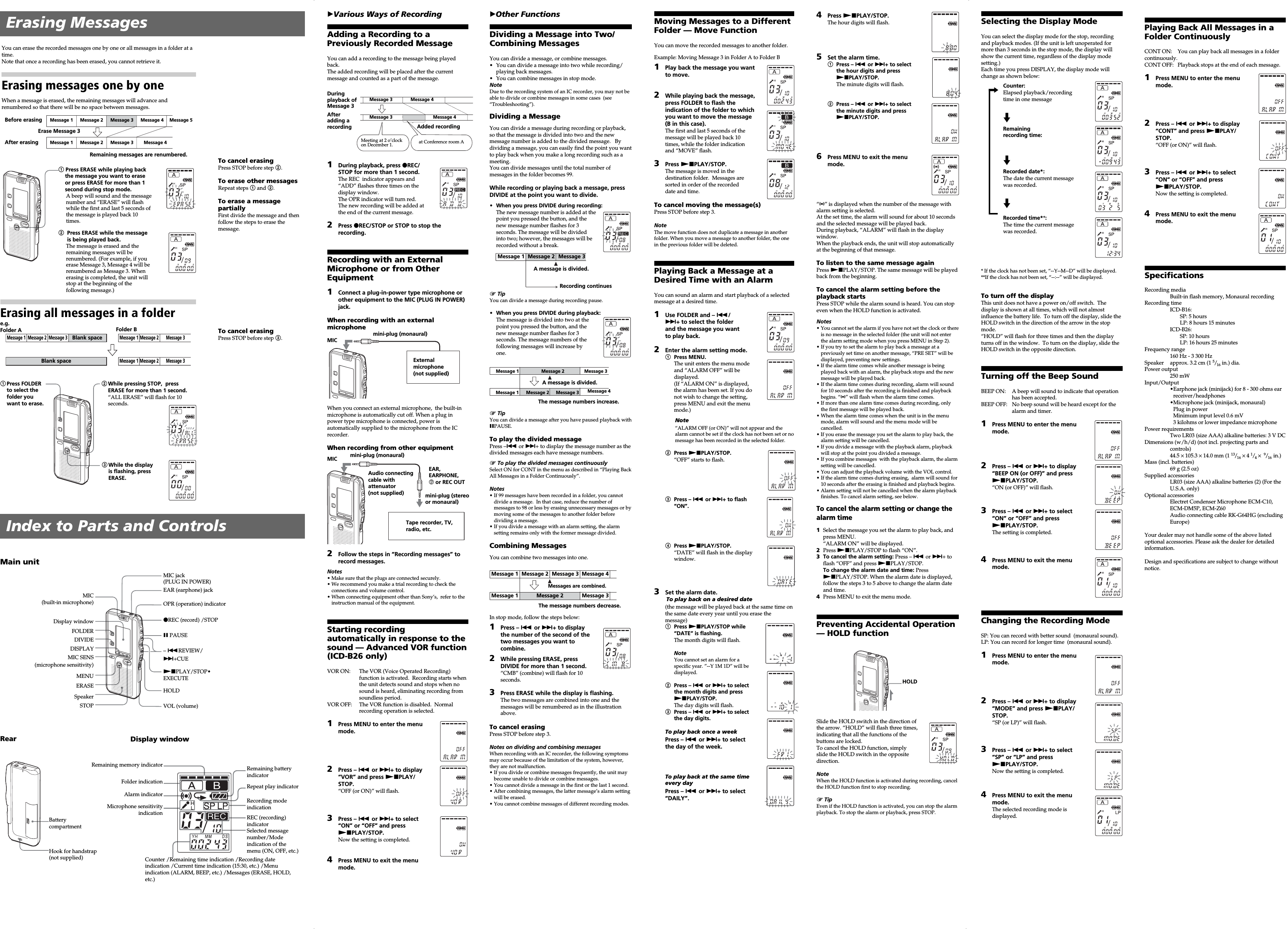 Sony ICD B16 B16/B26 User Manual Operating Instructions ICDB16