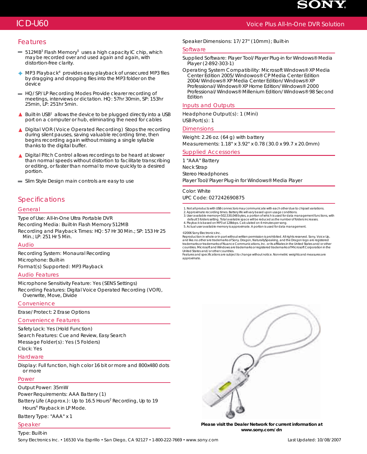 Page 2 of 2 - Sony  If Not Then ICDU60 Mksp