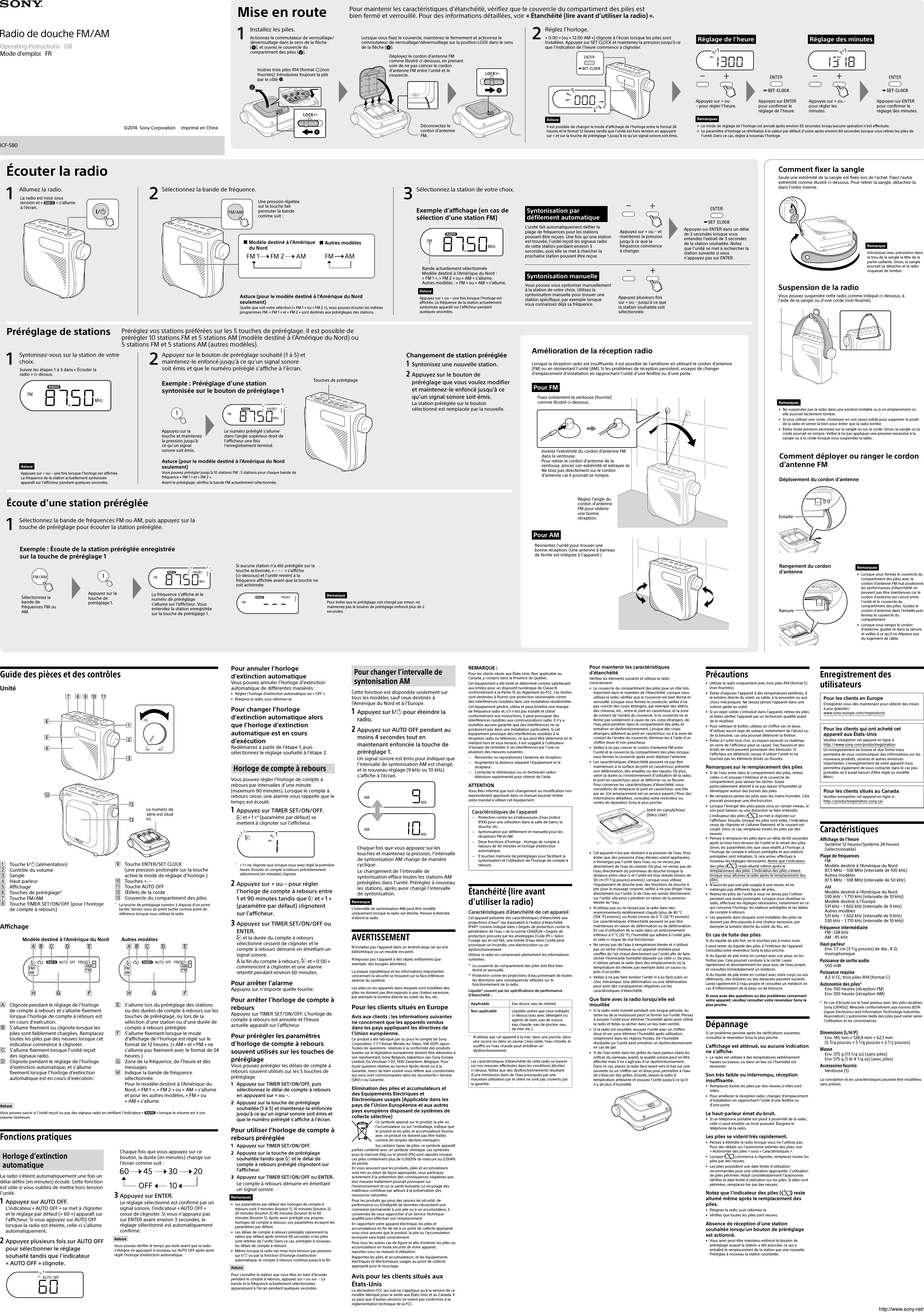 Page 2 of 2 - Sony ICF-S80 User Manual Operating Instructions 4562885131