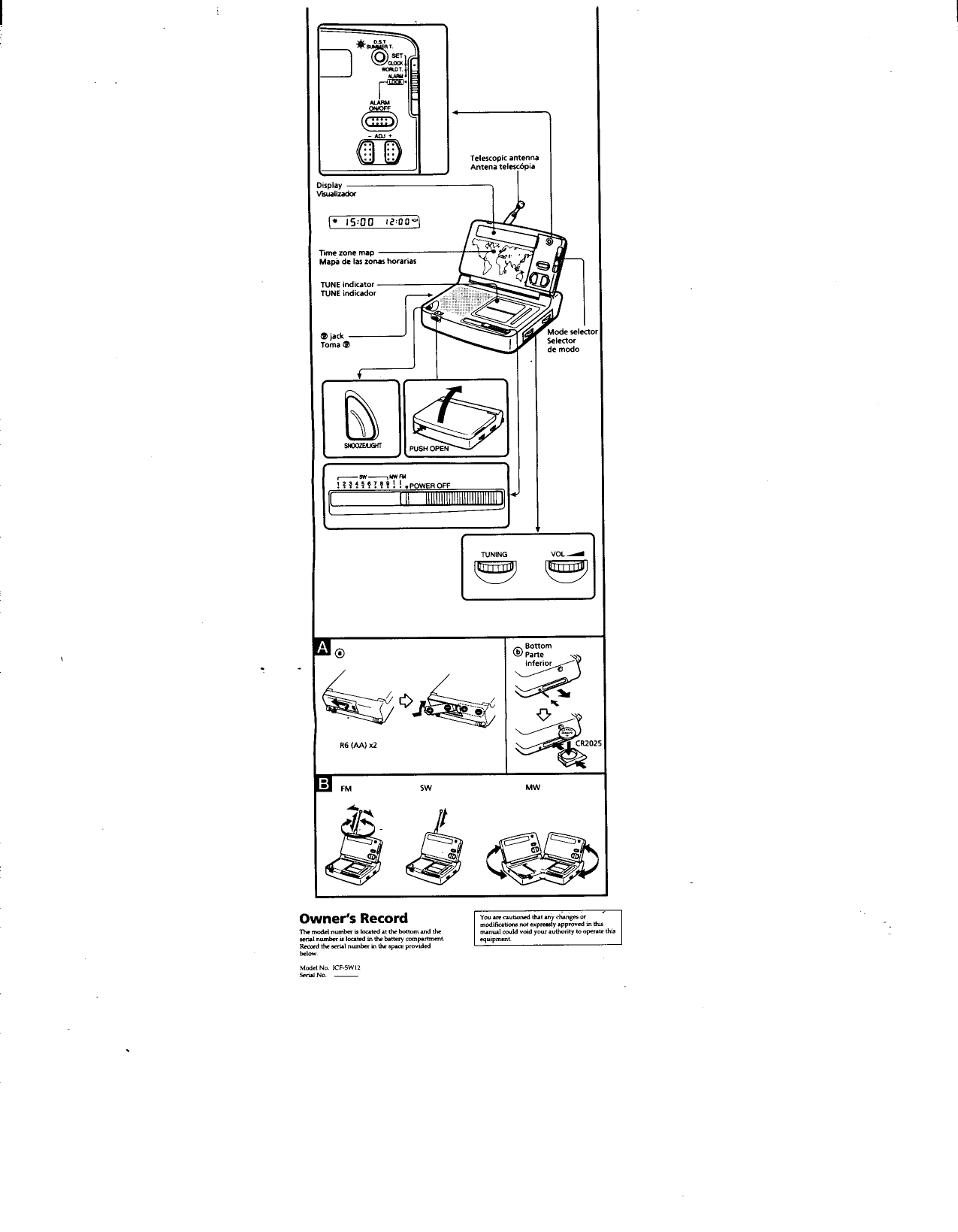 Page 2 of 4 - Sony ICF-SW12 User Manual Operating Instructions (primary Manual) ICFSW12